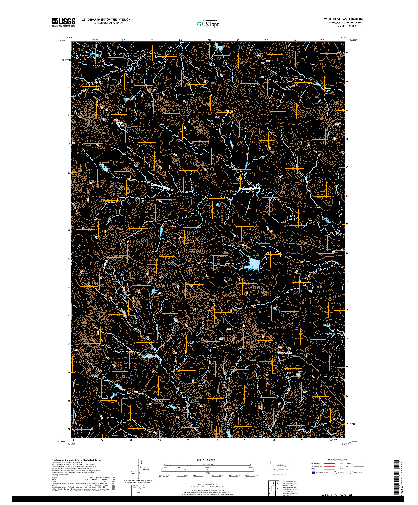 USGS US TOPO 7.5-MINUTE MAP FOR WILD HORSE PASS, MT 2020