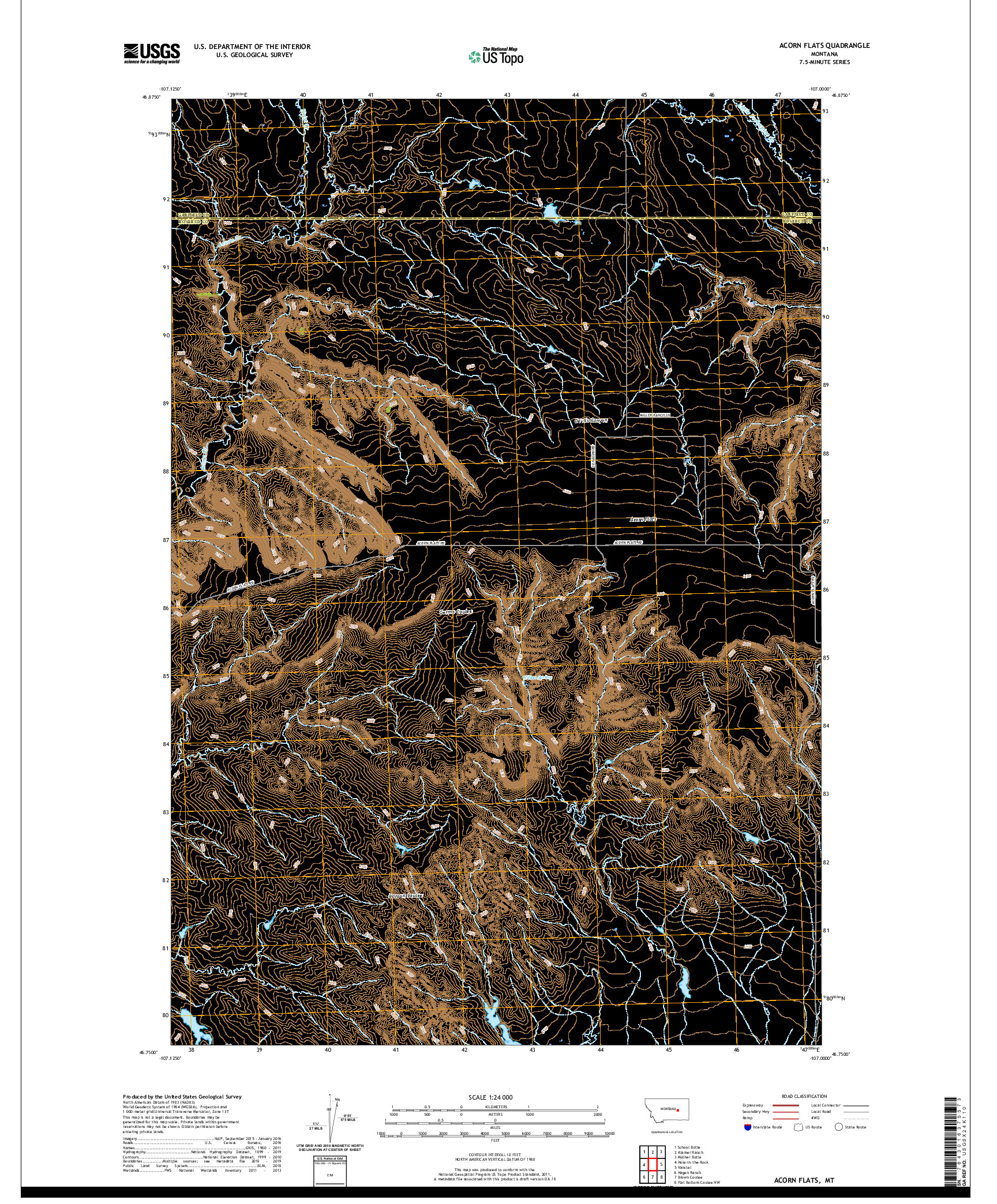 USGS US TOPO 7.5-MINUTE MAP FOR ACORN FLATS, MT 2020