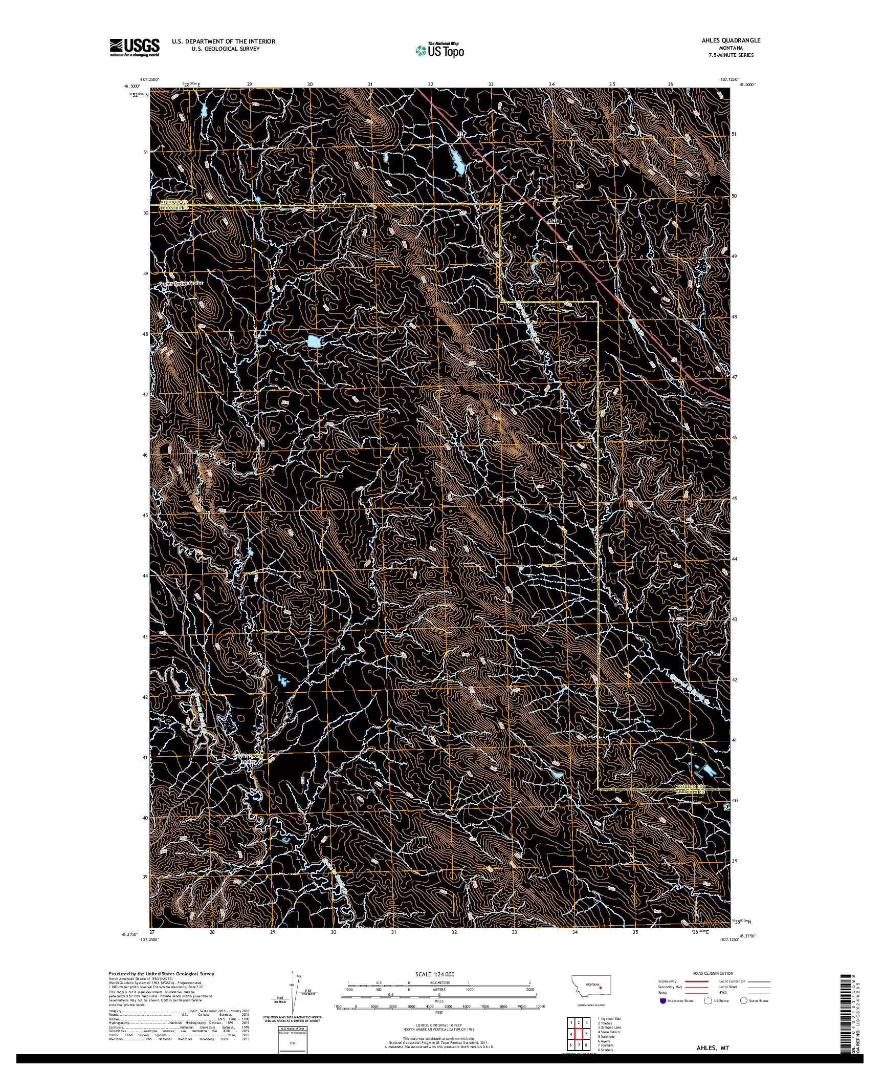 USGS US TOPO 7.5-MINUTE MAP FOR AHLES, MT 2020