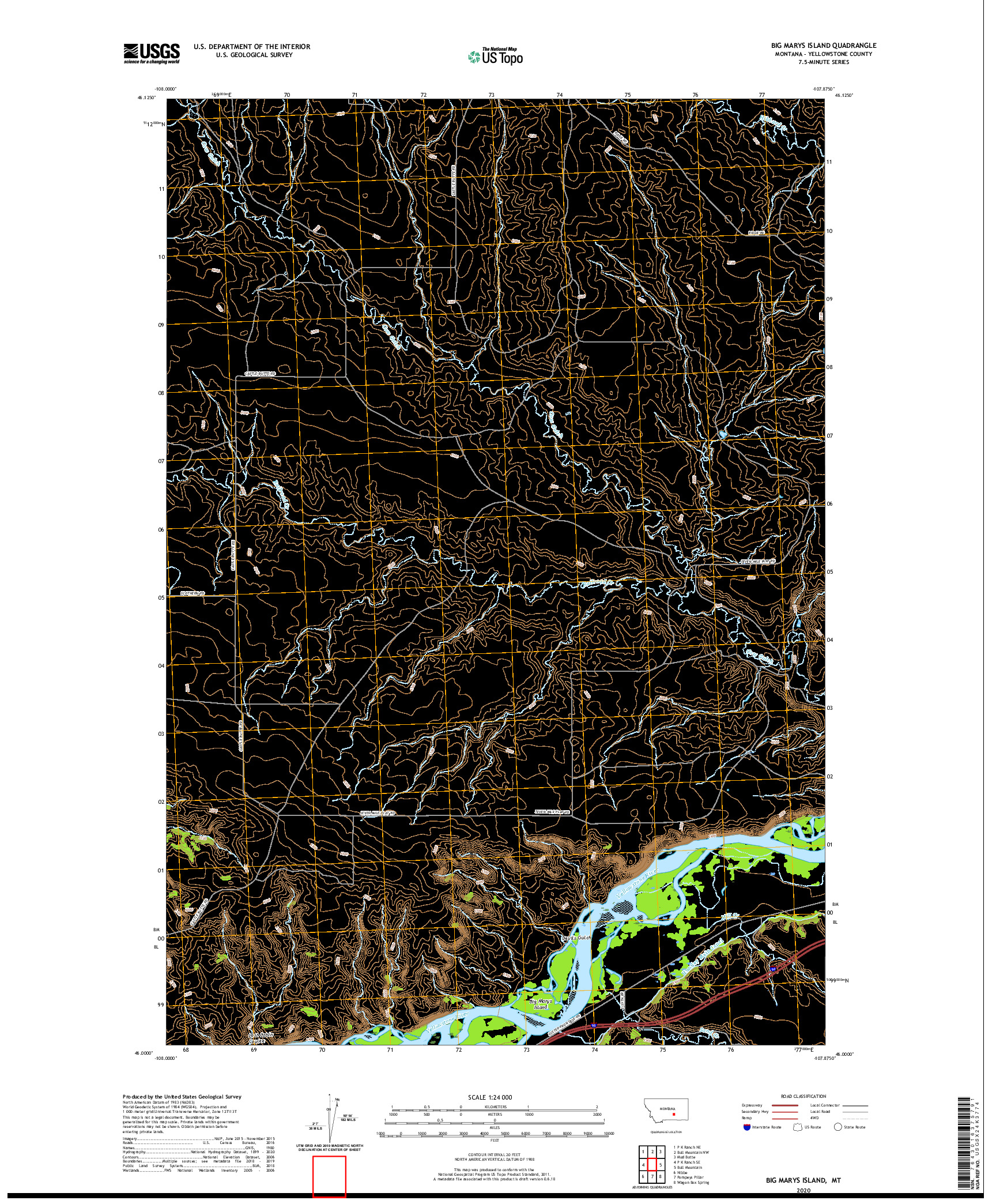 USGS US TOPO 7.5-MINUTE MAP FOR BIG MARYS ISLAND, MT 2020