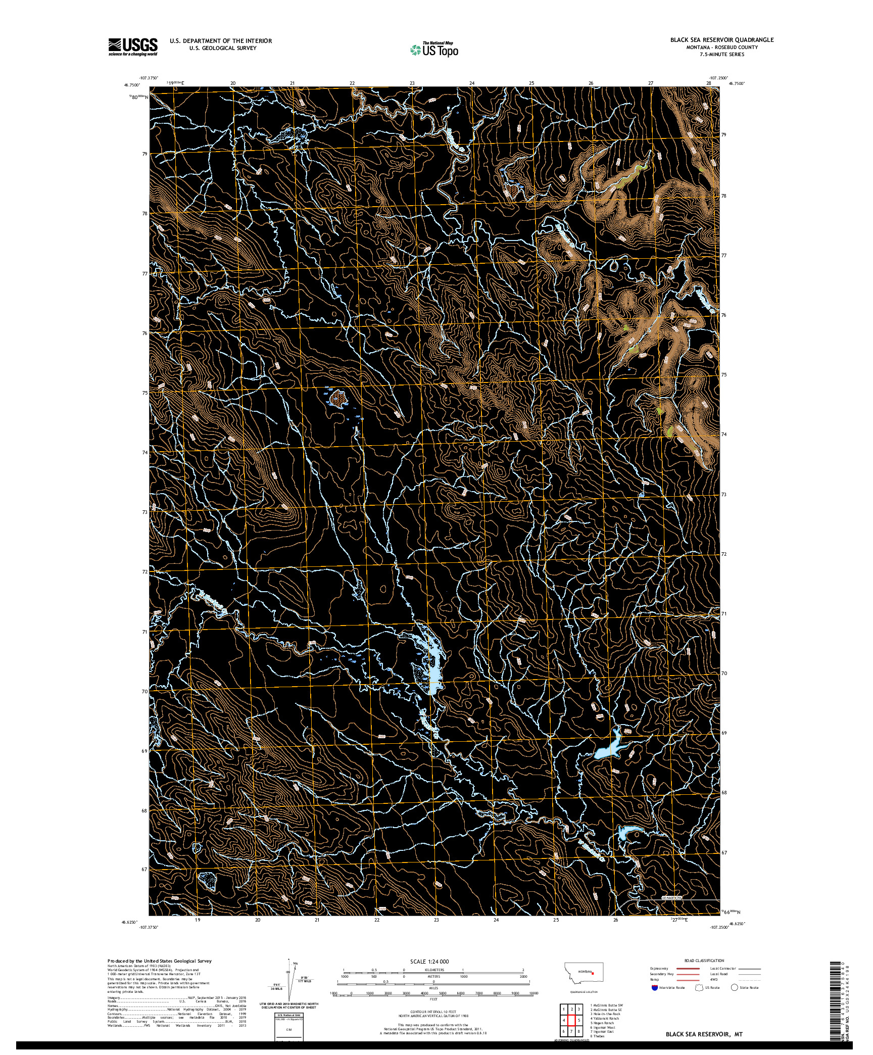 USGS US TOPO 7.5-MINUTE MAP FOR BLACK SEA RESERVOIR, MT 2020