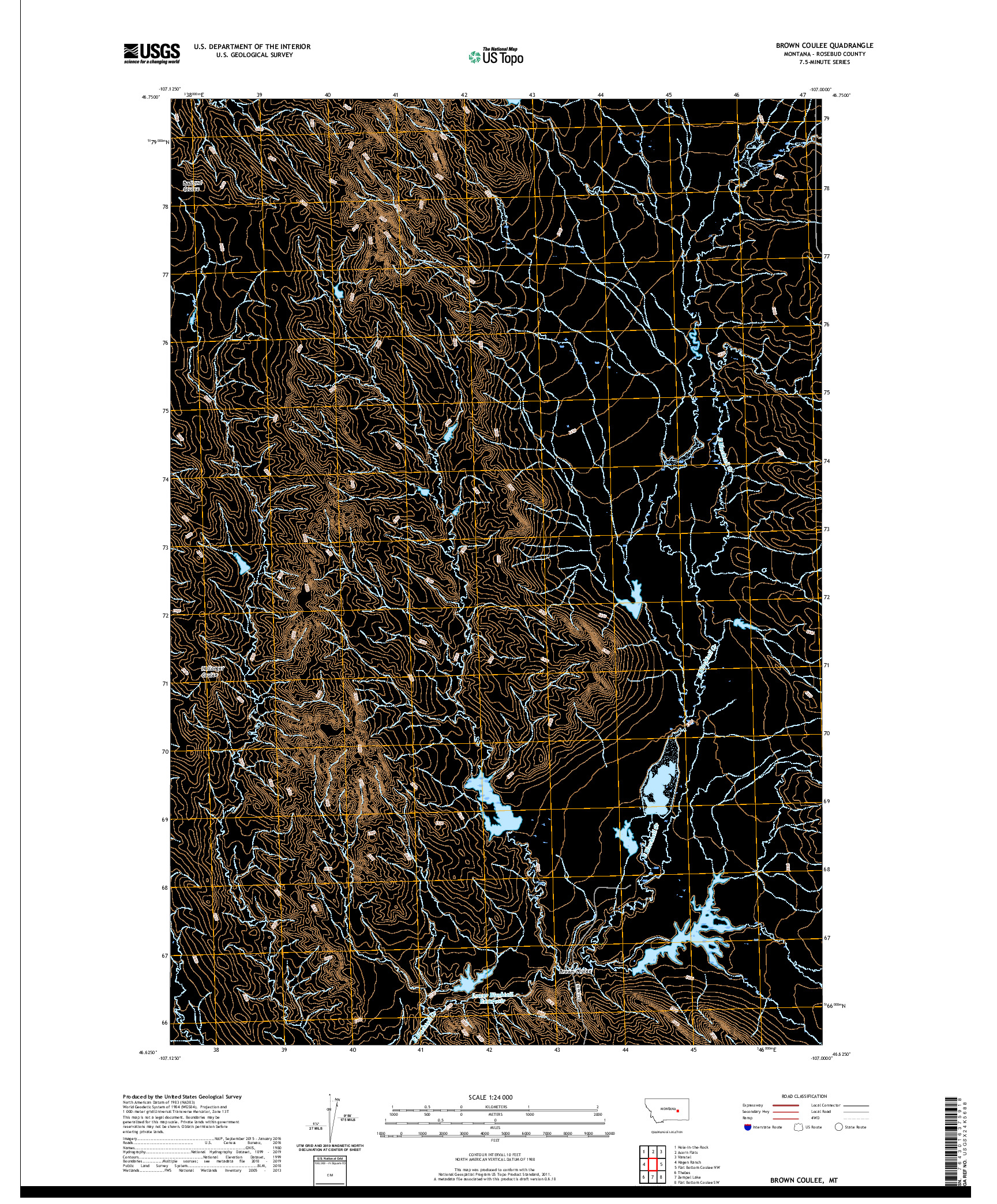 USGS US TOPO 7.5-MINUTE MAP FOR BROWN COULEE, MT 2020