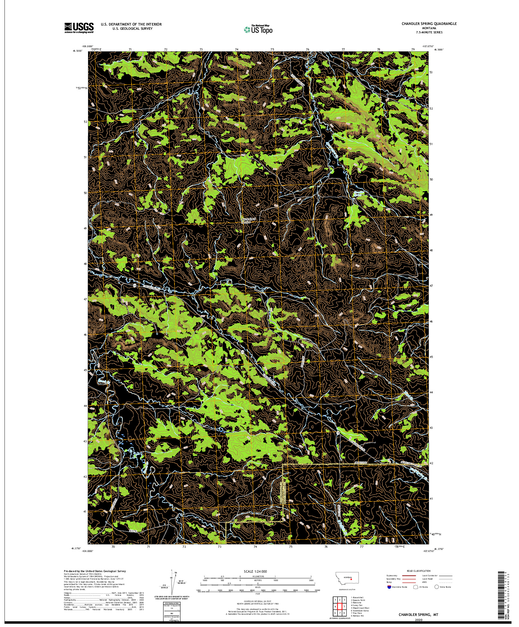 USGS US TOPO 7.5-MINUTE MAP FOR CHANDLER SPRING, MT 2020