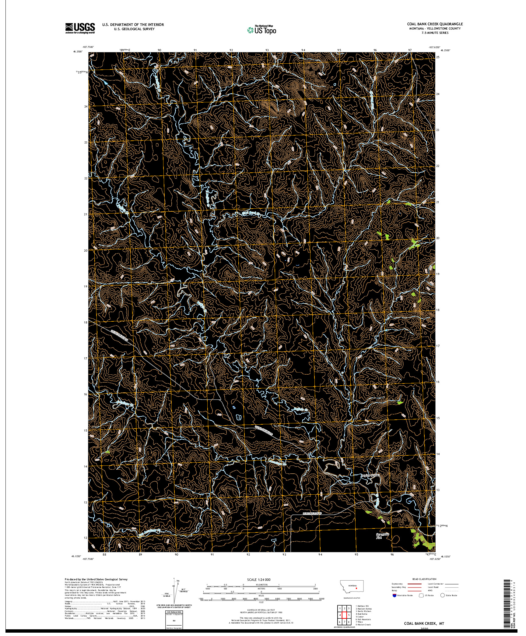 USGS US TOPO 7.5-MINUTE MAP FOR COAL BANK CREEK, MT 2020
