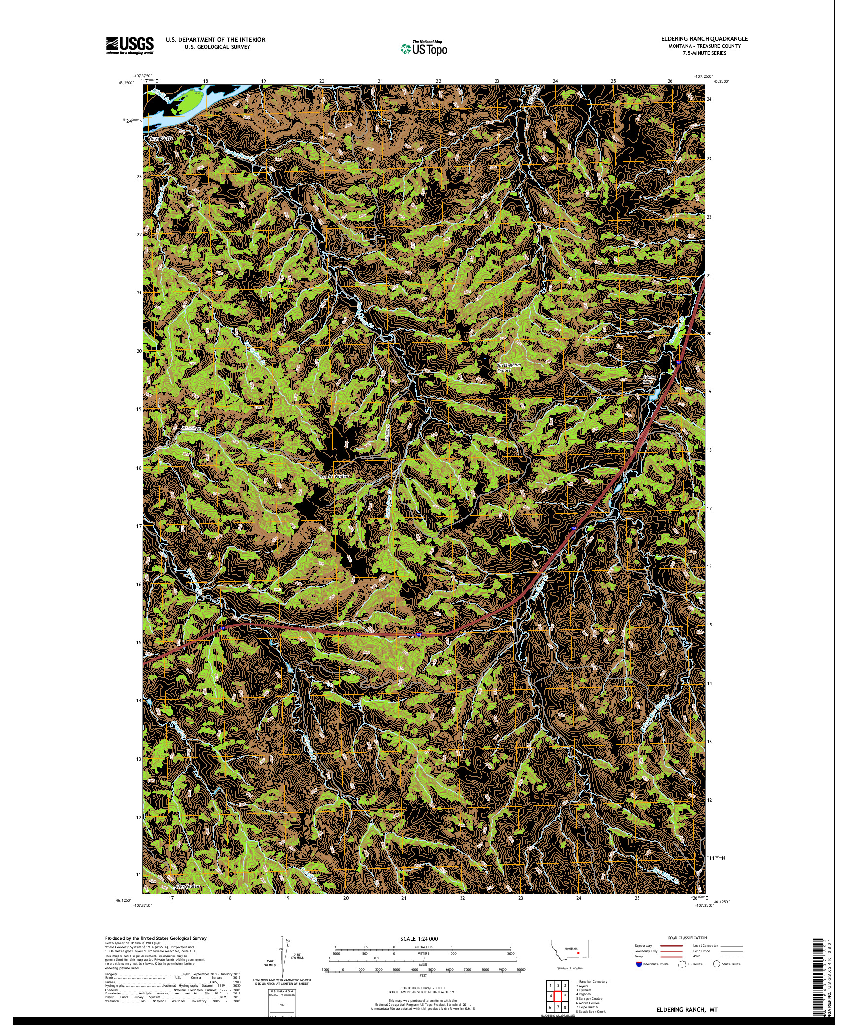 USGS US TOPO 7.5-MINUTE MAP FOR ELDERING RANCH, MT 2020