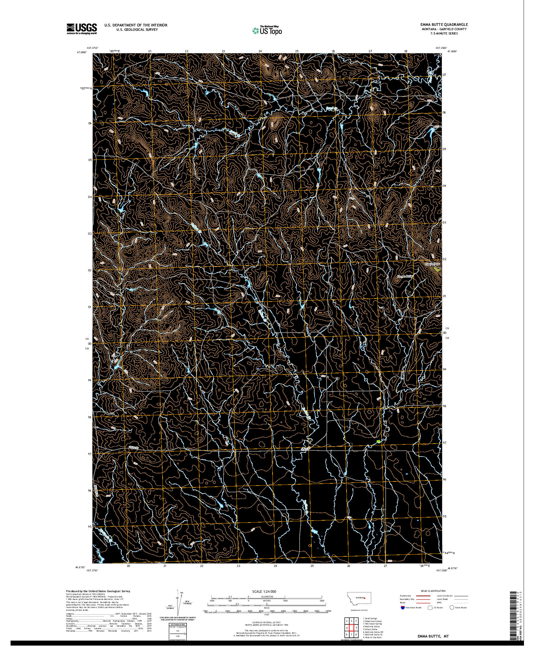 USGS US TOPO 7.5-MINUTE MAP FOR EMMA BUTTE, MT 2020