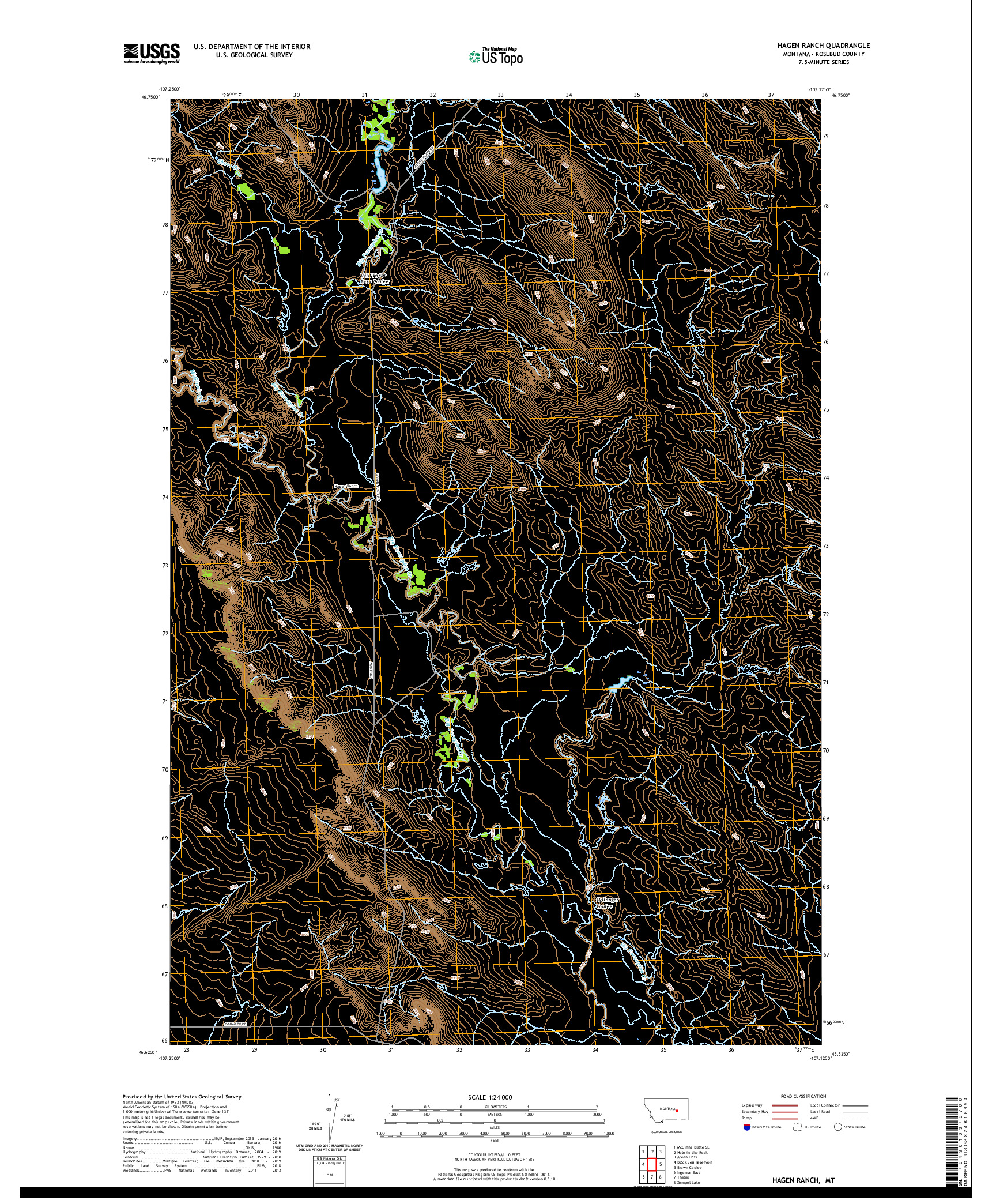 USGS US TOPO 7.5-MINUTE MAP FOR HAGEN RANCH, MT 2020