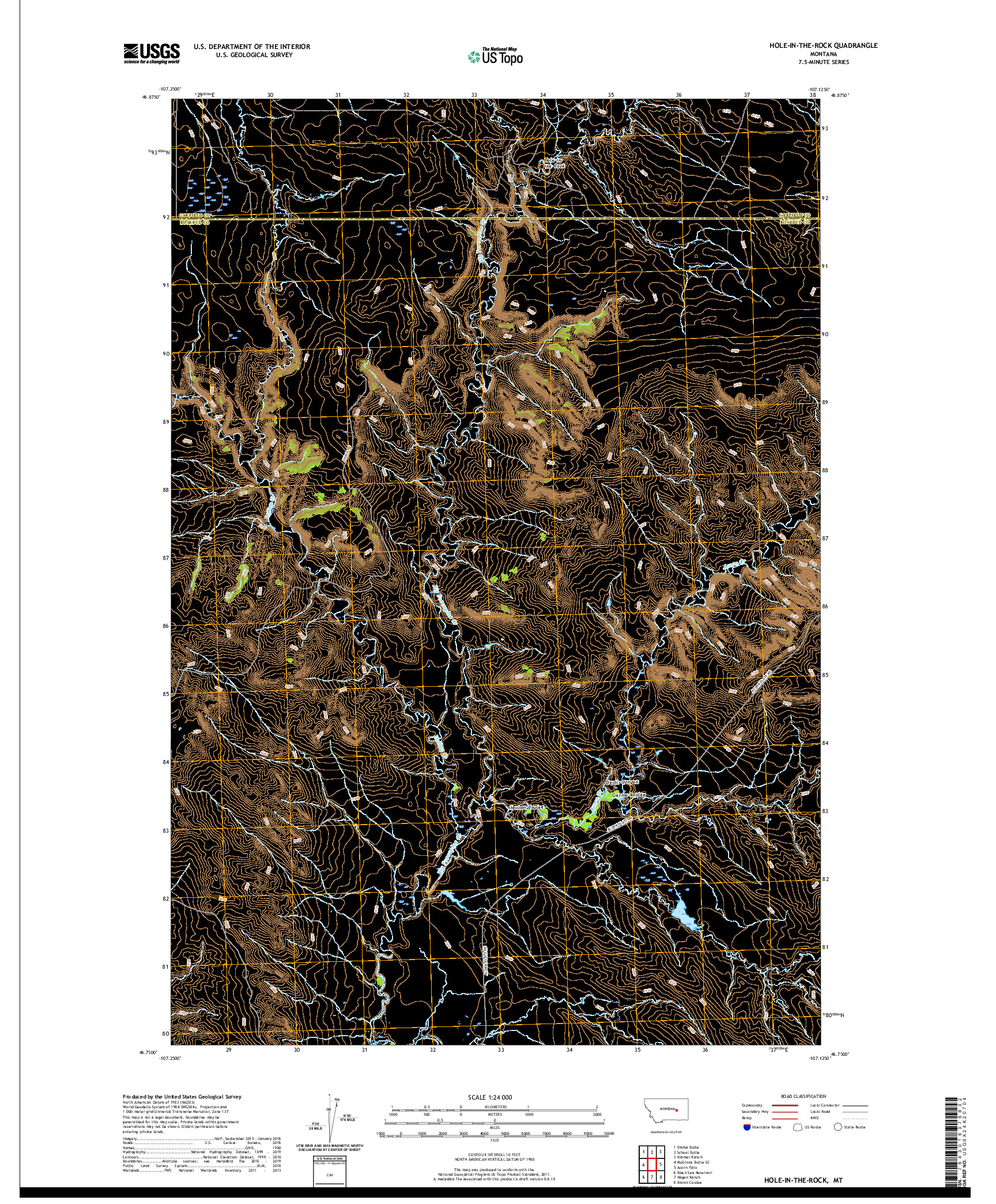 USGS US TOPO 7.5-MINUTE MAP FOR HOLE-IN-THE-ROCK, MT 2020