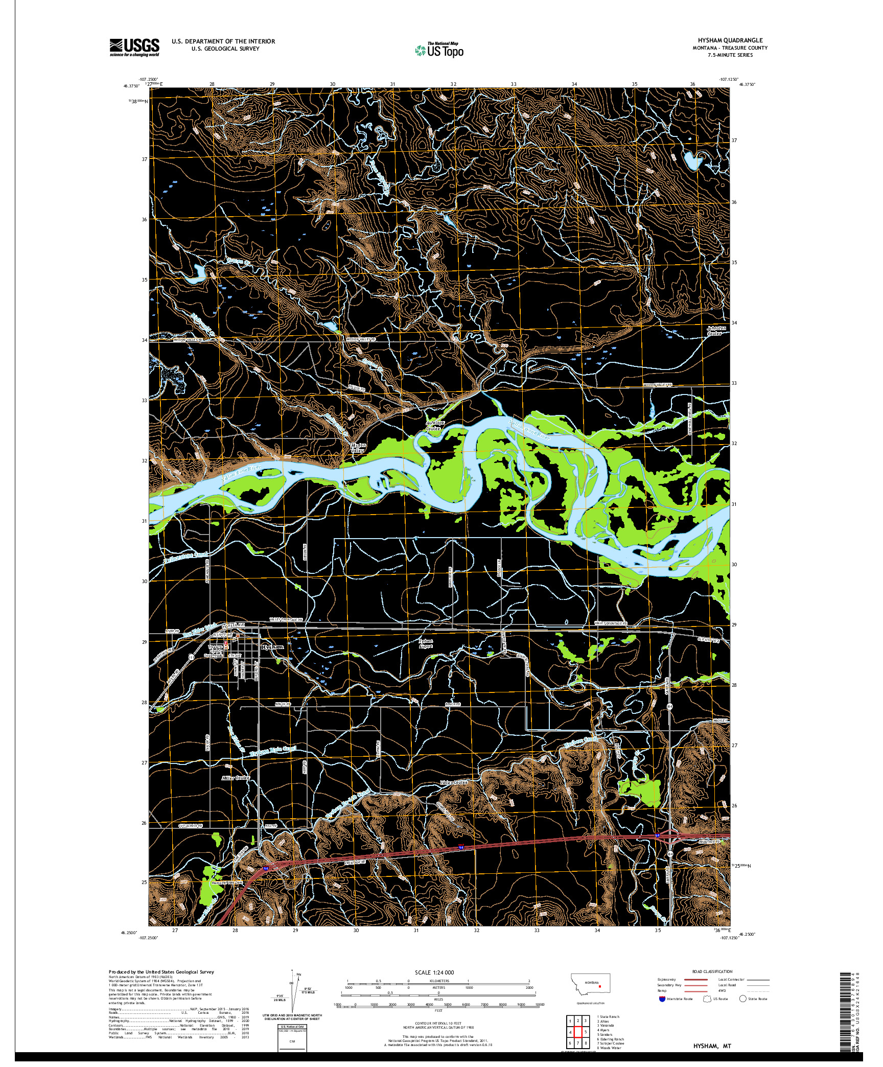 USGS US TOPO 7.5-MINUTE MAP FOR HYSHAM, MT 2020
