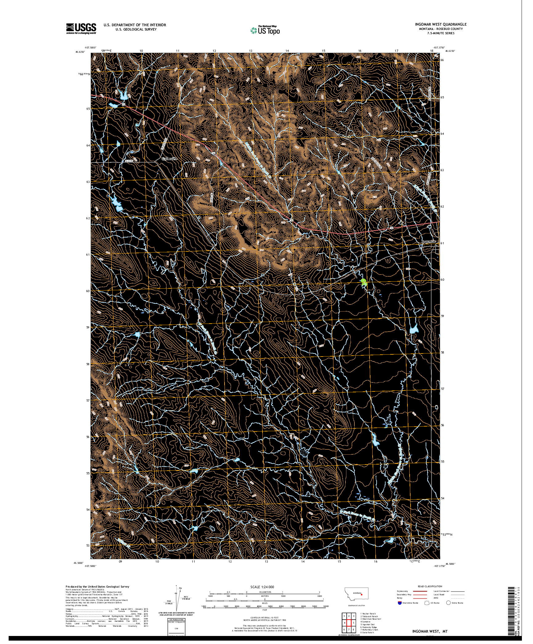 USGS US TOPO 7.5-MINUTE MAP FOR INGOMAR WEST, MT 2020