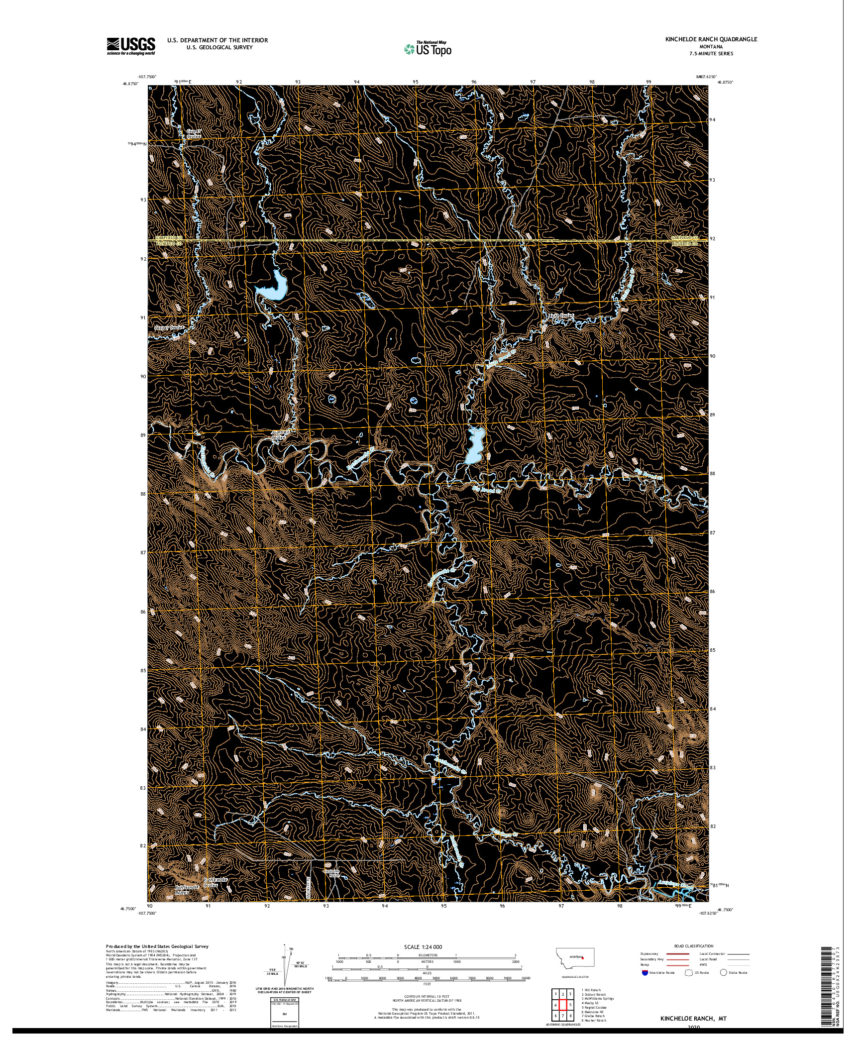 USGS US TOPO 7.5-MINUTE MAP FOR KINCHELOE RANCH, MT 2020