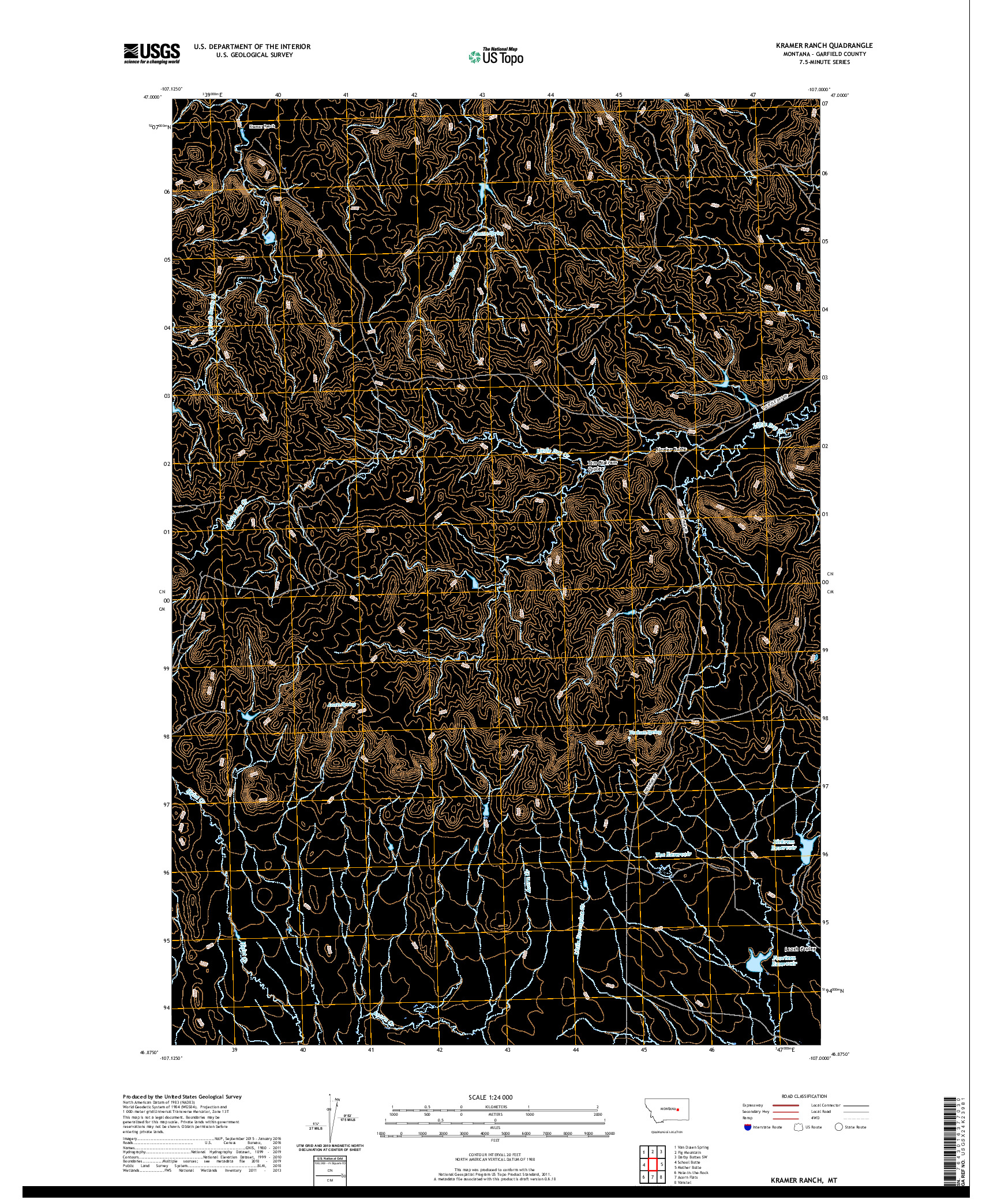 USGS US TOPO 7.5-MINUTE MAP FOR KRAMER RANCH, MT 2020