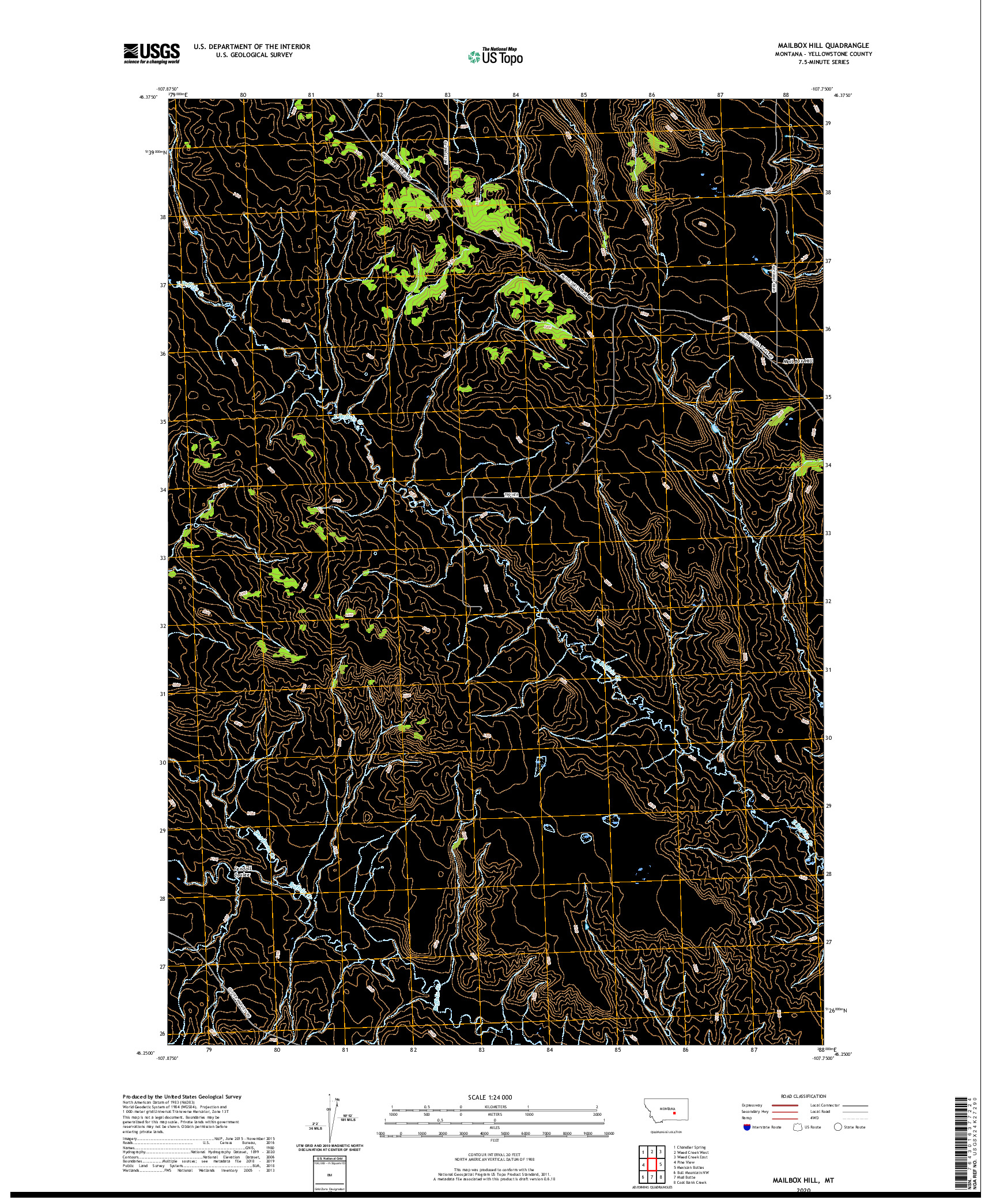 USGS US TOPO 7.5-MINUTE MAP FOR MAILBOX HILL, MT 2020