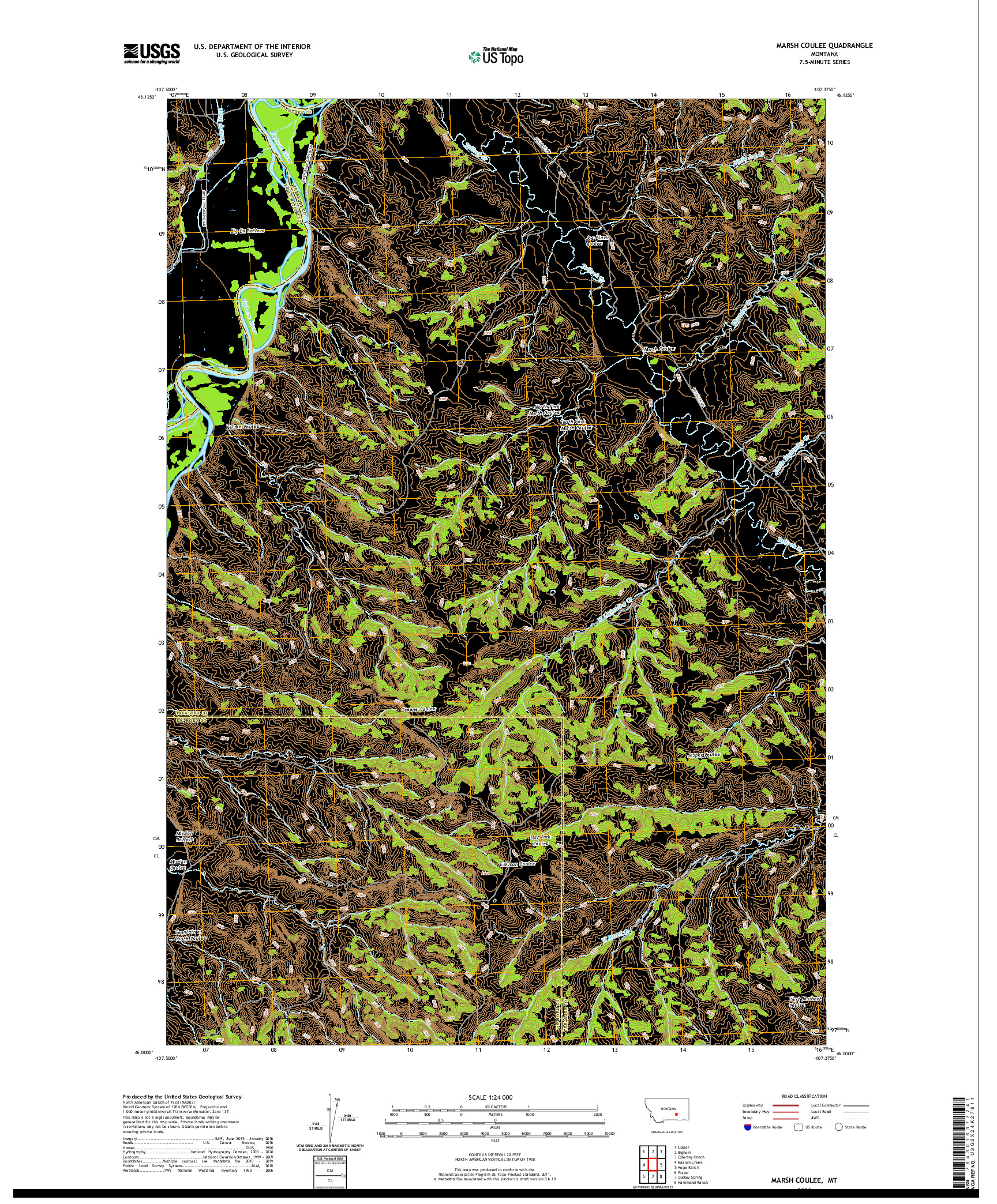 USGS US TOPO 7.5-MINUTE MAP FOR MARSH COULEE, MT 2020