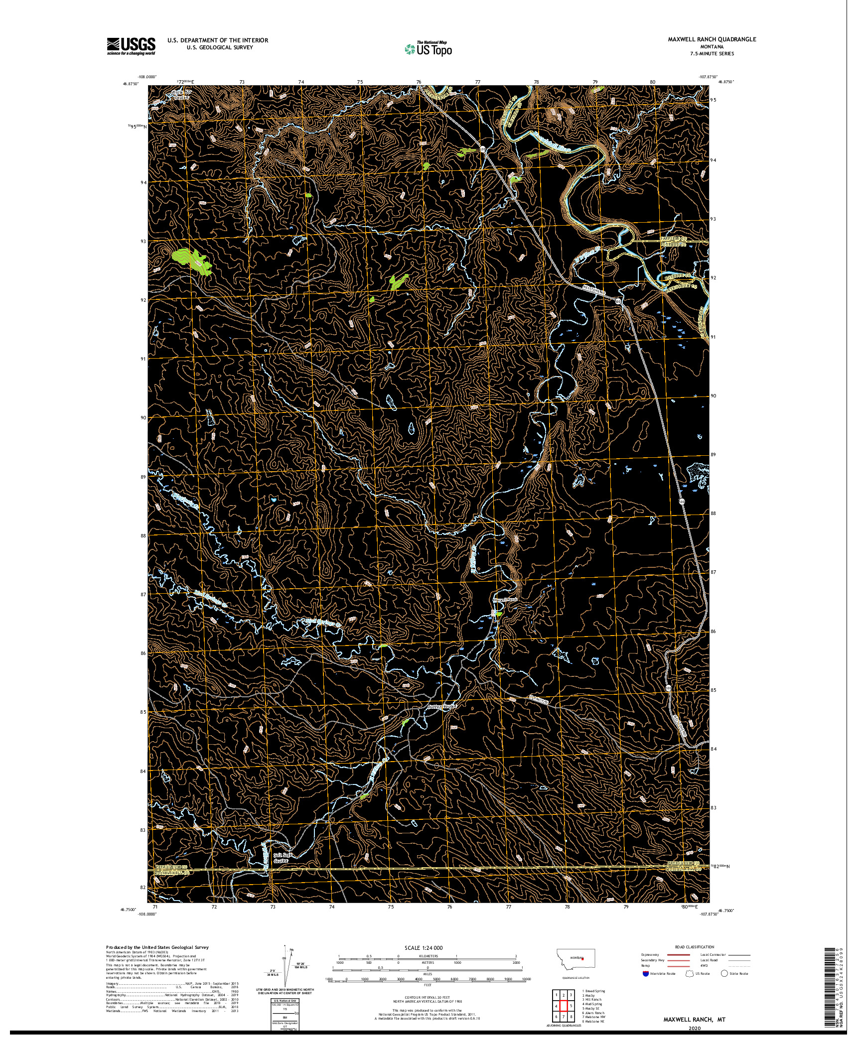 USGS US TOPO 7.5-MINUTE MAP FOR MAXWELL RANCH, MT 2020