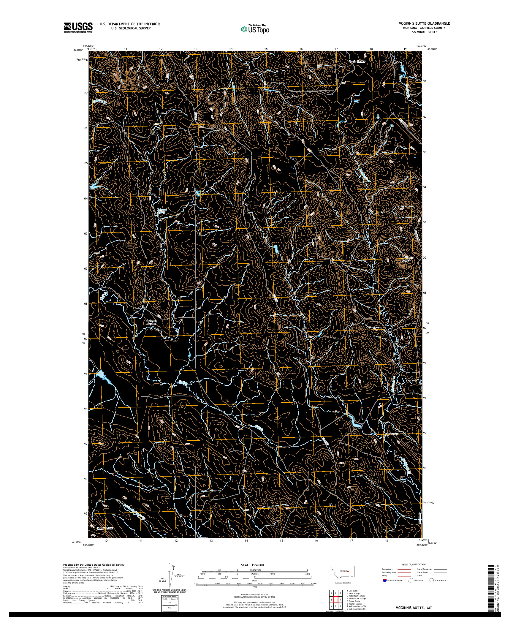 USGS US TOPO 7.5-MINUTE MAP FOR MCGINNIS BUTTE, MT 2020