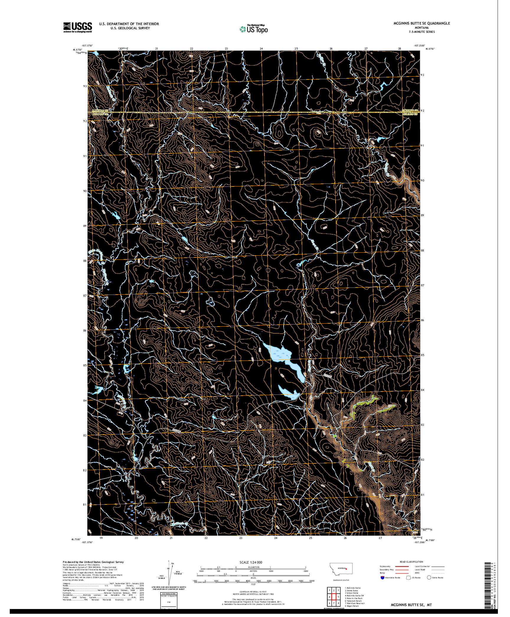 USGS US TOPO 7.5-MINUTE MAP FOR MCGINNIS BUTTE SE, MT 2020