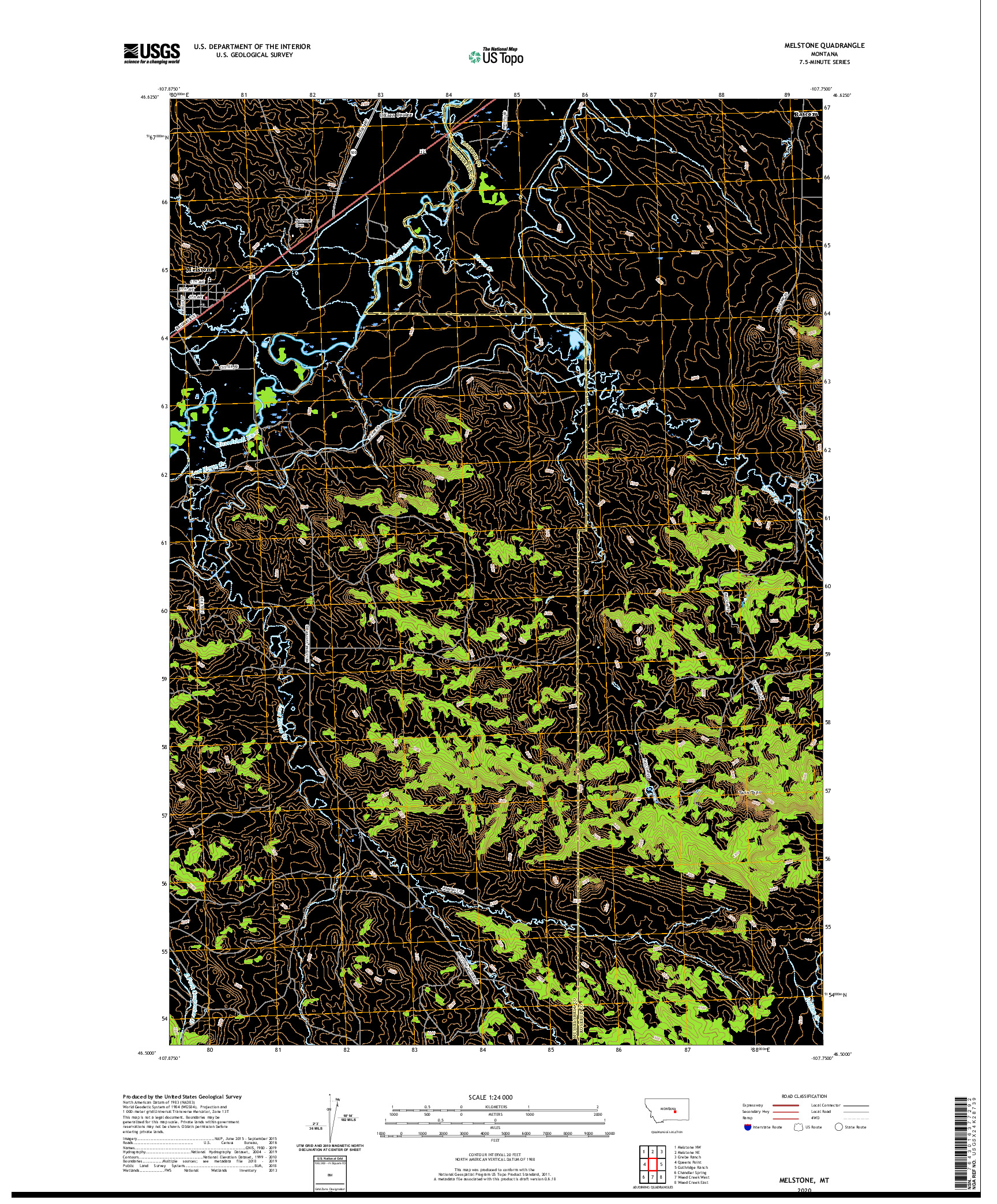 USGS US TOPO 7.5-MINUTE MAP FOR MELSTONE, MT 2020