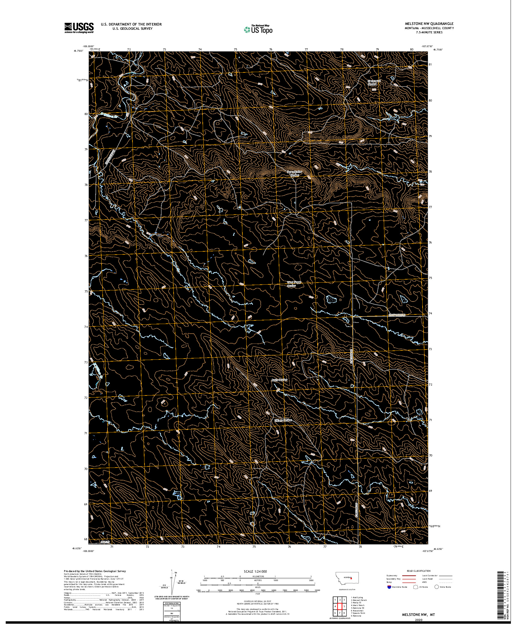 USGS US TOPO 7.5-MINUTE MAP FOR MELSTONE NW, MT 2020