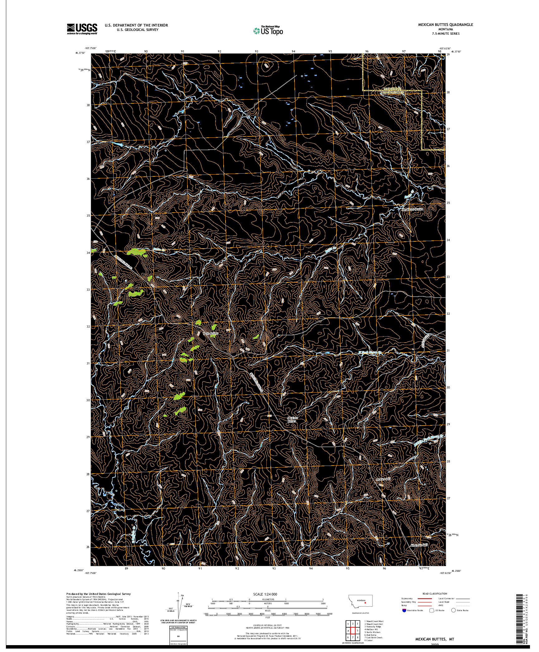 USGS US TOPO 7.5-MINUTE MAP FOR MEXICAN BUTTES, MT 2020