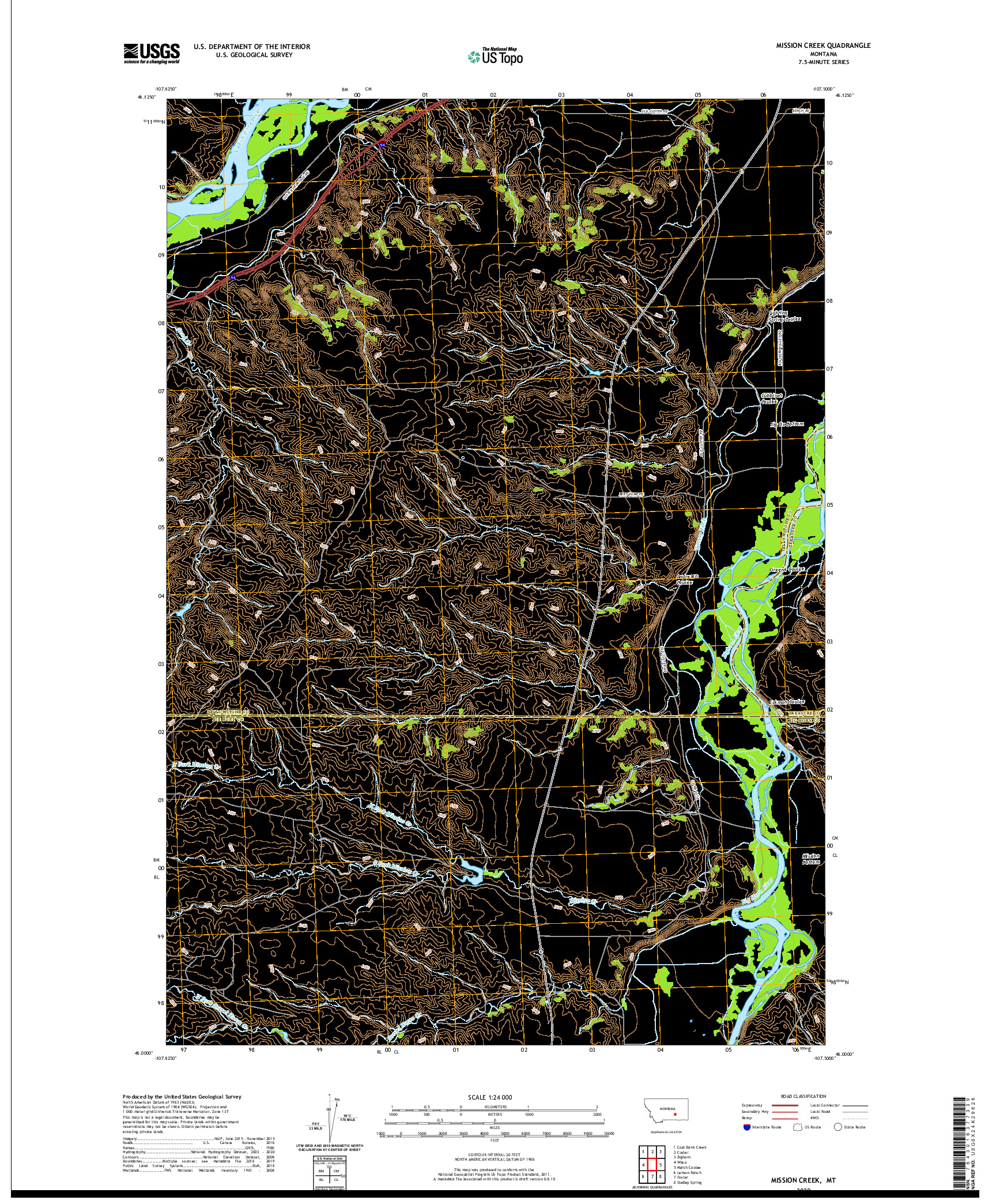 USGS US TOPO 7.5-MINUTE MAP FOR MISSION CREEK, MT 2020