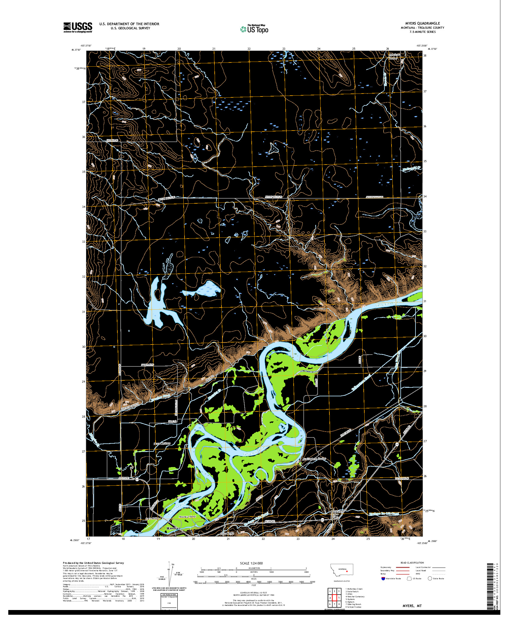 USGS US TOPO 7.5-MINUTE MAP FOR MYERS, MT 2020