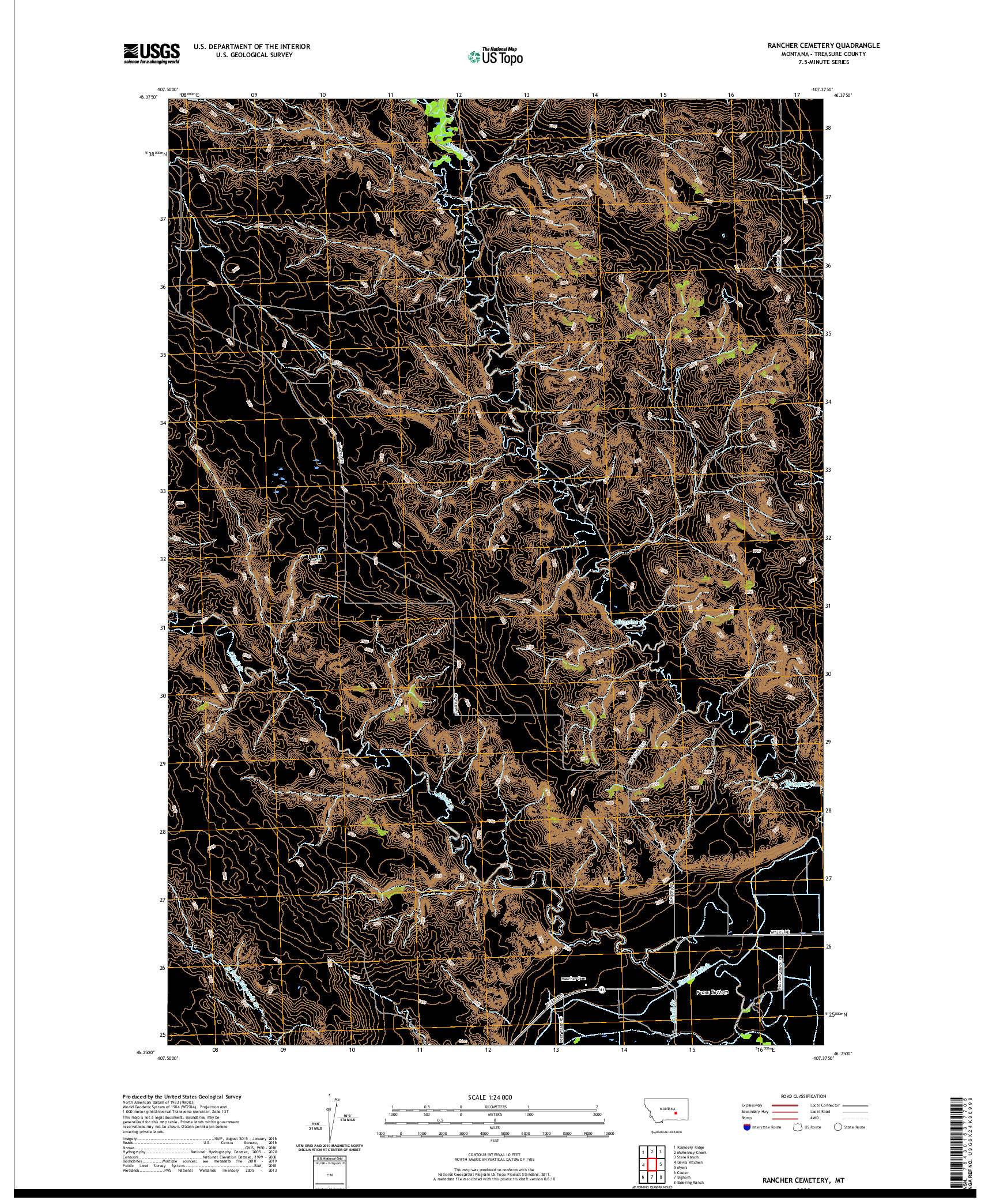 USGS US TOPO 7.5-MINUTE MAP FOR RANCHER CEMETERY, MT 2020