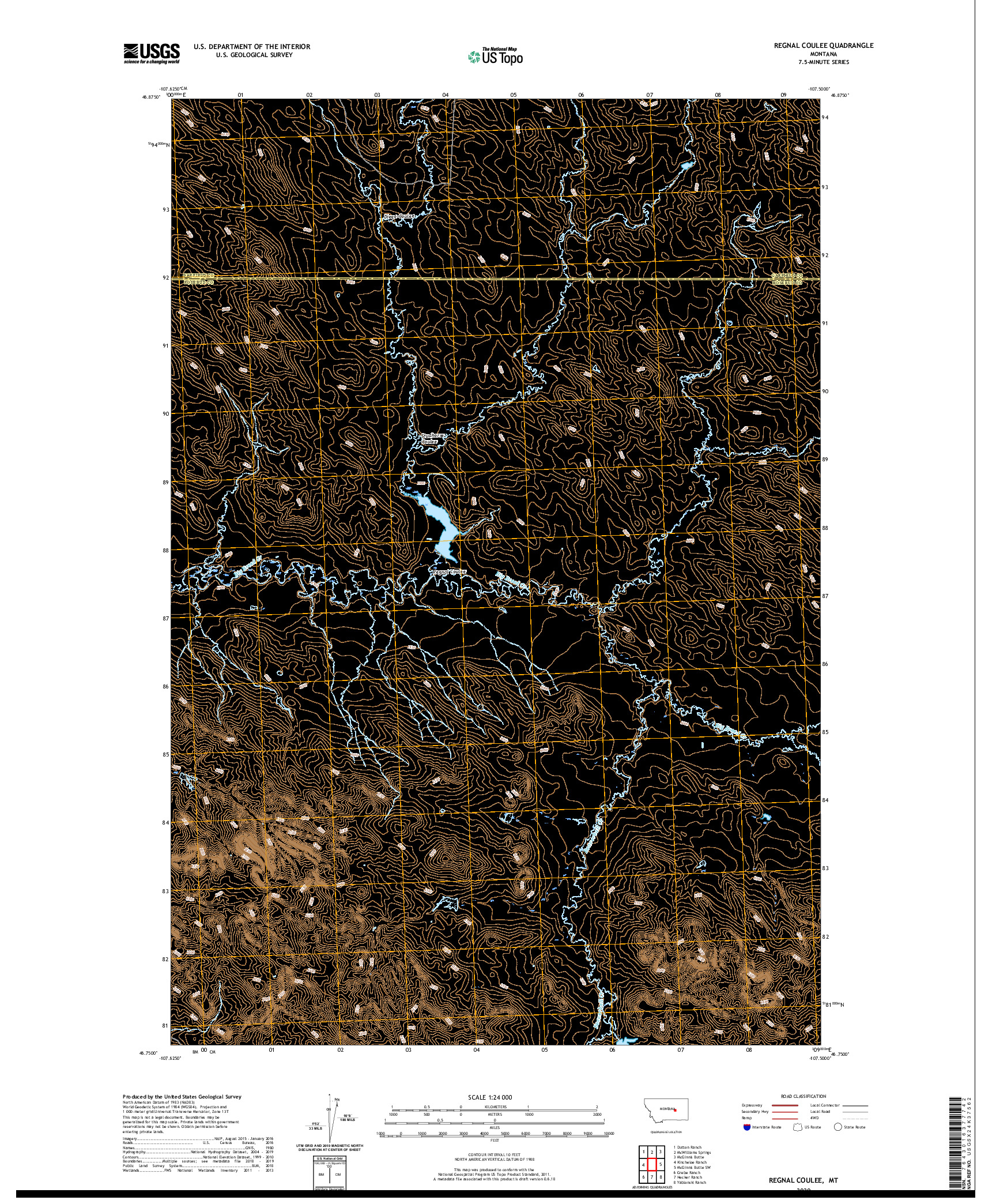 USGS US TOPO 7.5-MINUTE MAP FOR REGNAL COULEE, MT 2020