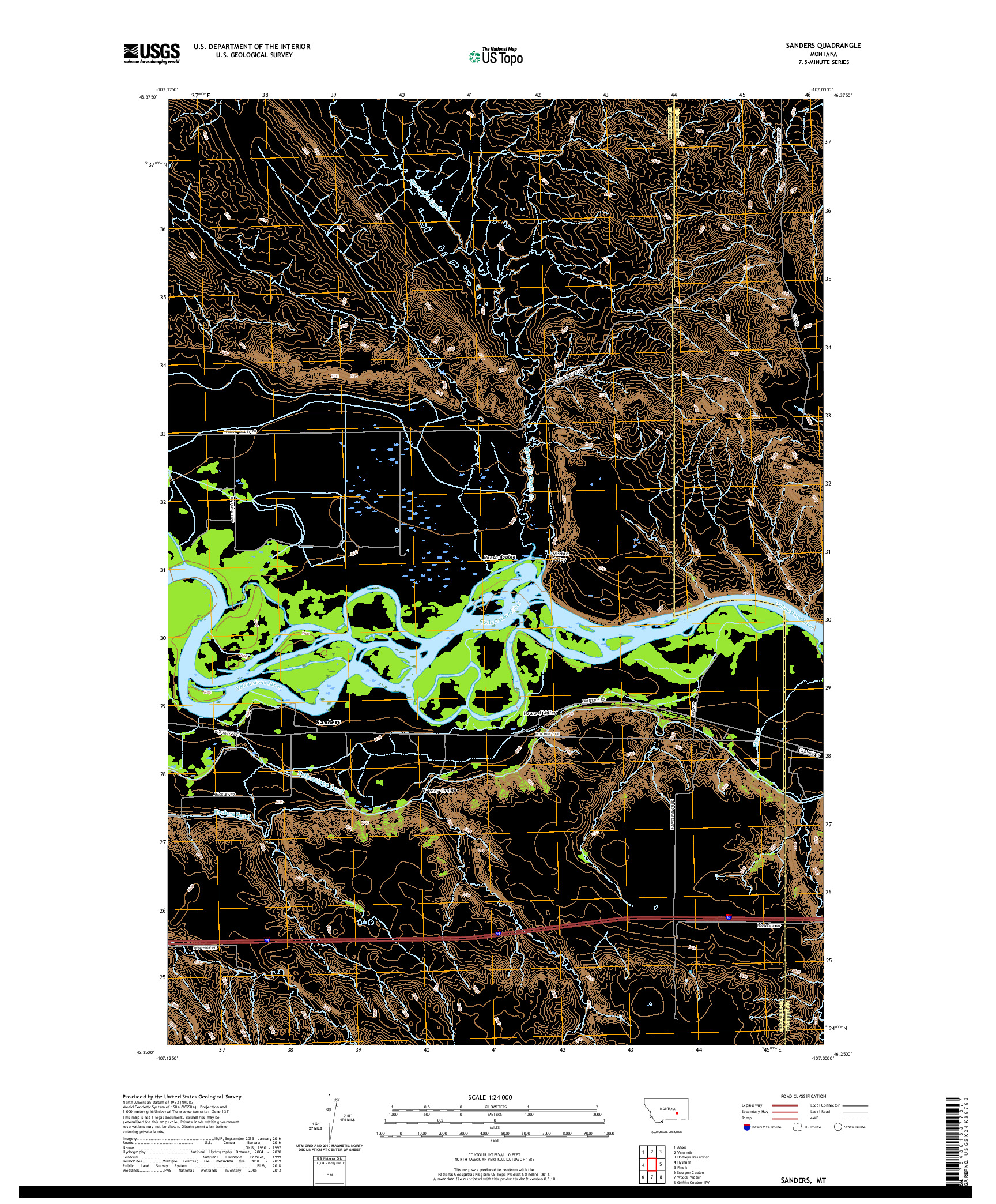 USGS US TOPO 7.5-MINUTE MAP FOR SANDERS, MT 2020