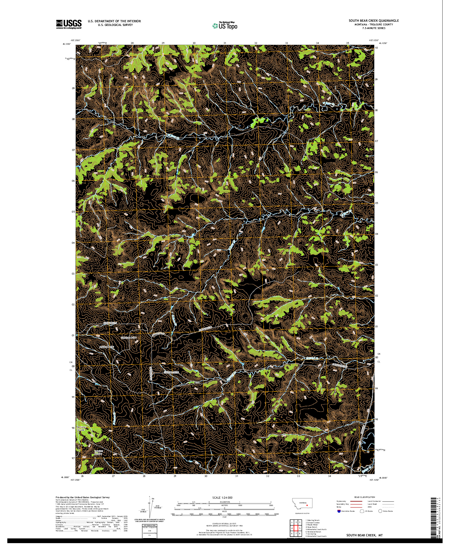 USGS US TOPO 7.5-MINUTE MAP FOR SOUTH BEAR CREEK, MT 2020