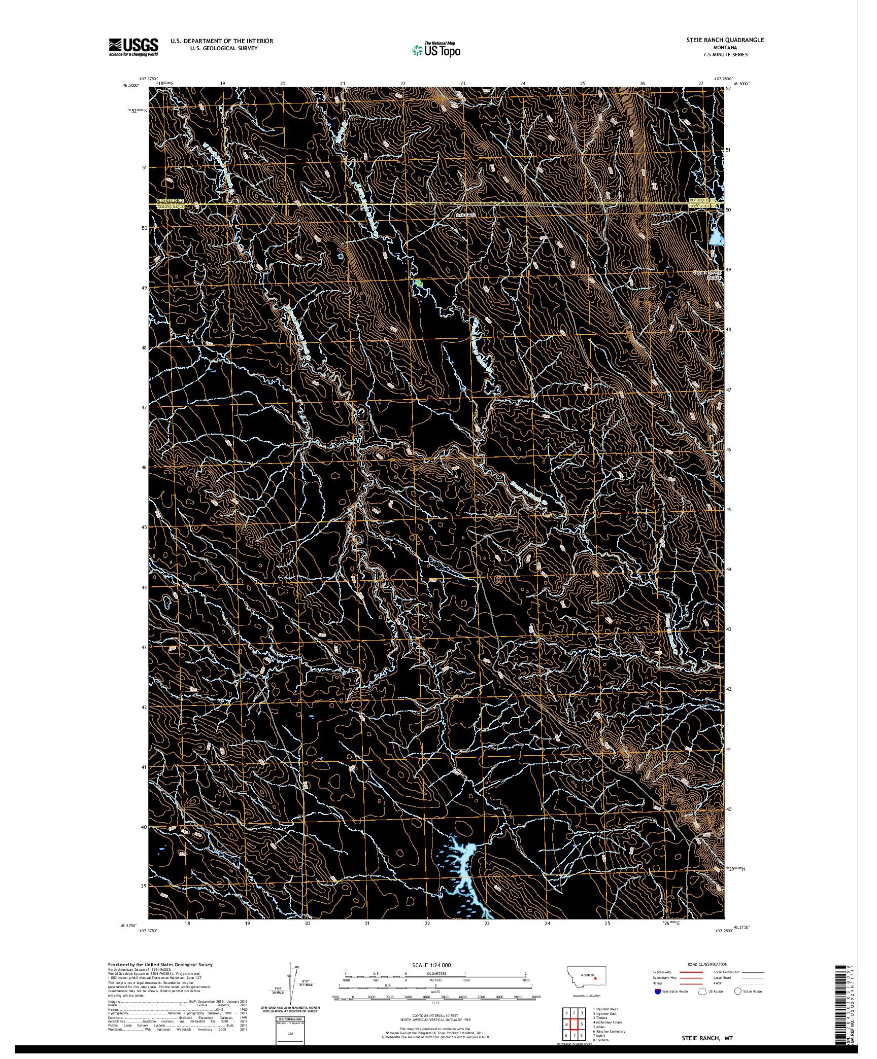 USGS US TOPO 7.5-MINUTE MAP FOR STEIE RANCH, MT 2020