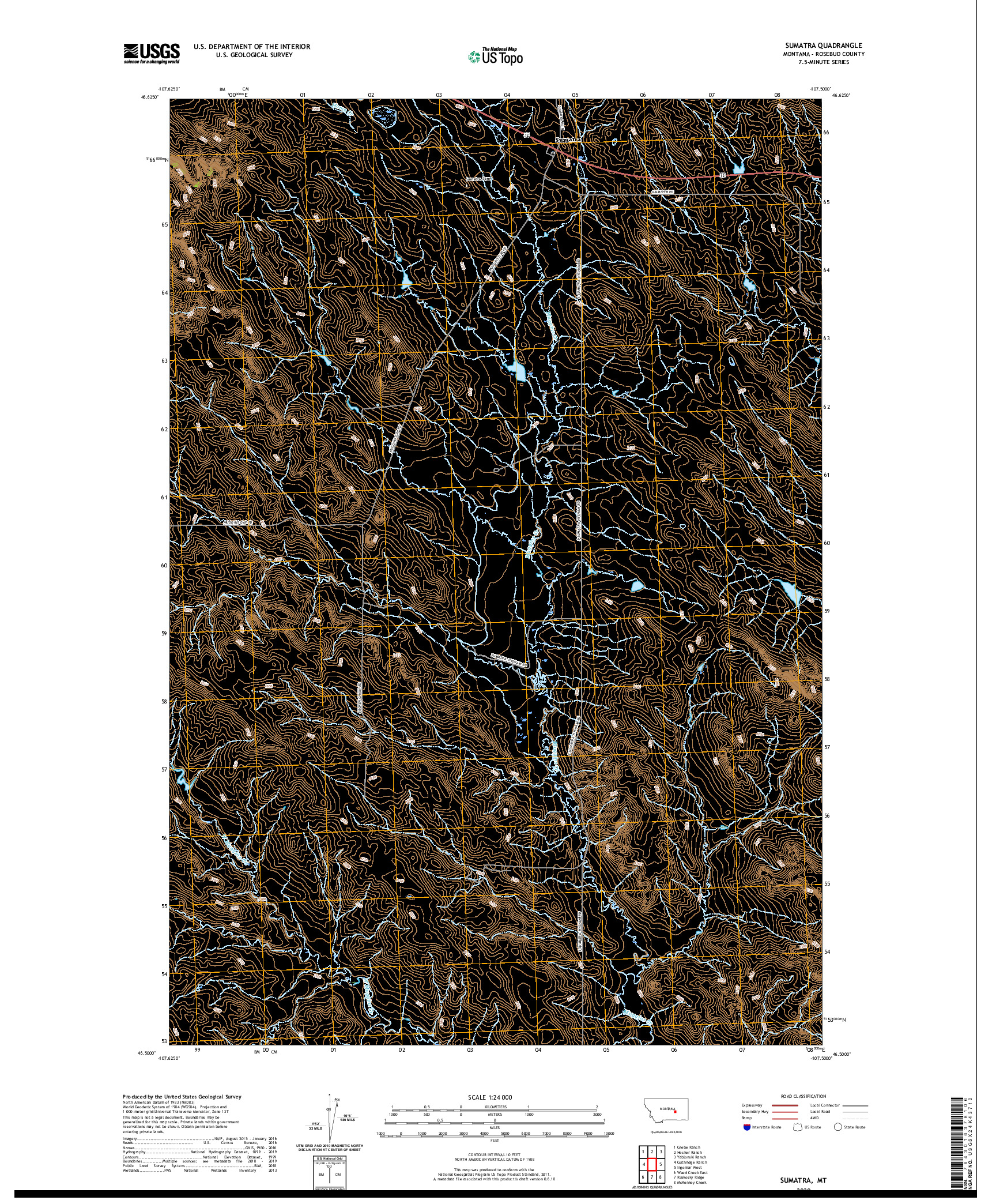 USGS US TOPO 7.5-MINUTE MAP FOR SUMATRA, MT 2020