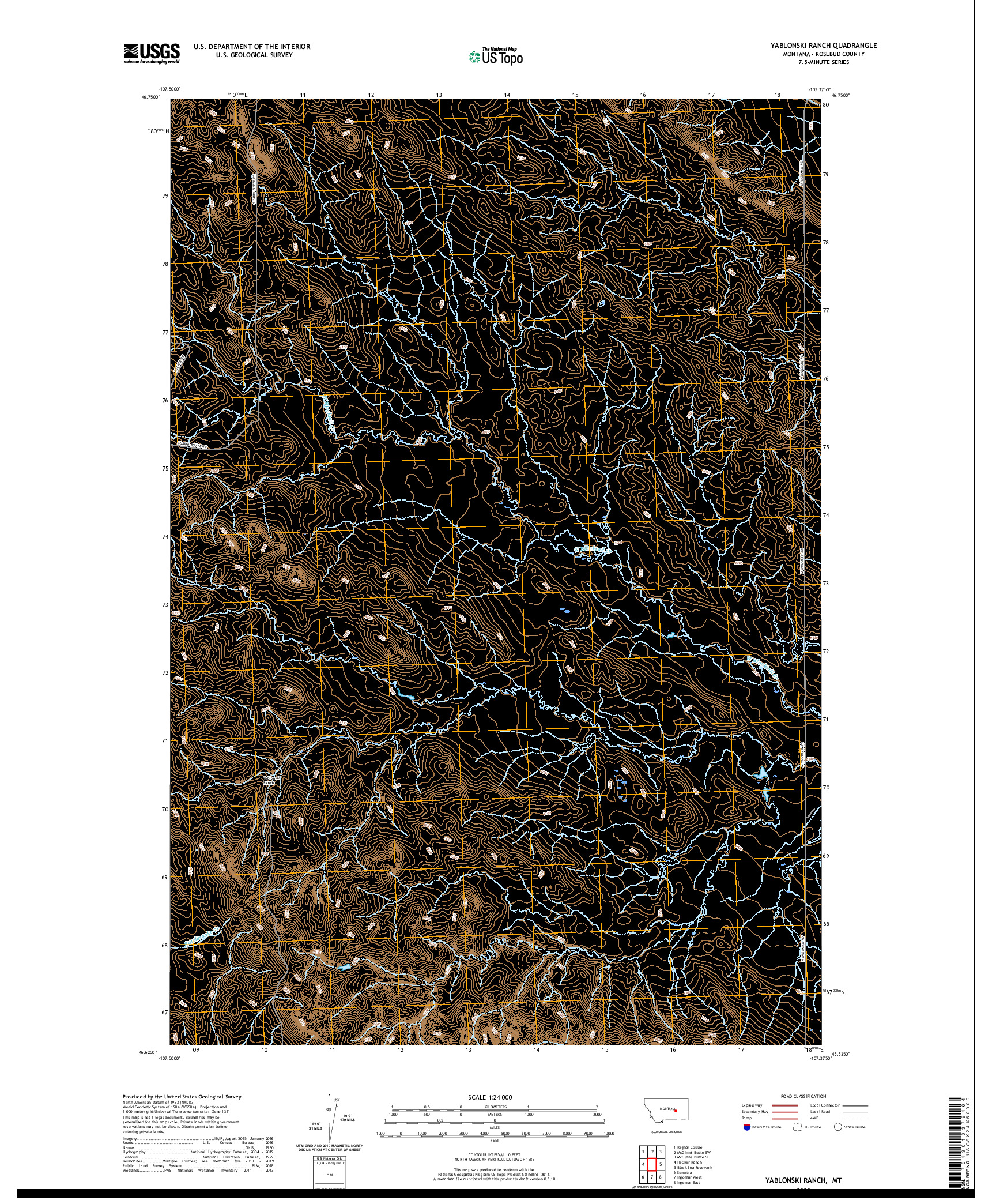 USGS US TOPO 7.5-MINUTE MAP FOR YABLONSKI RANCH, MT 2020