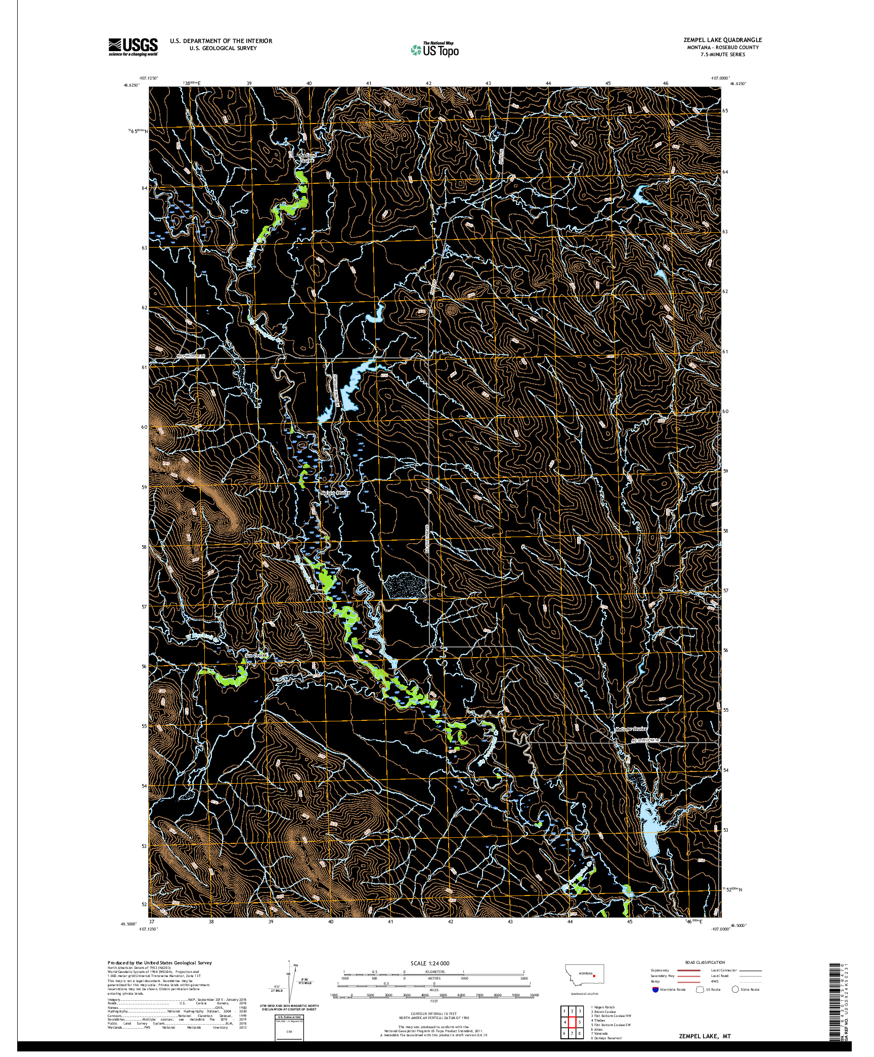 USGS US TOPO 7.5-MINUTE MAP FOR ZEMPEL LAKE, MT 2020