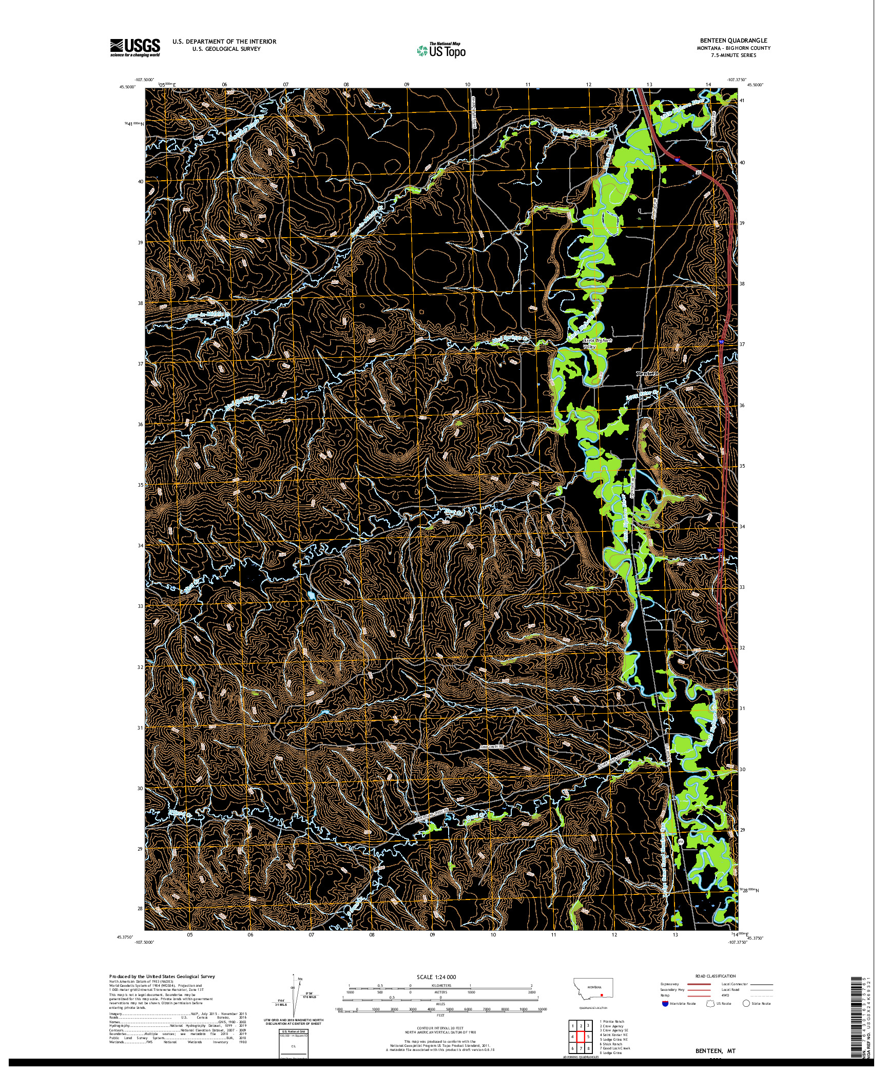 USGS US TOPO 7.5-MINUTE MAP FOR BENTEEN, MT 2020