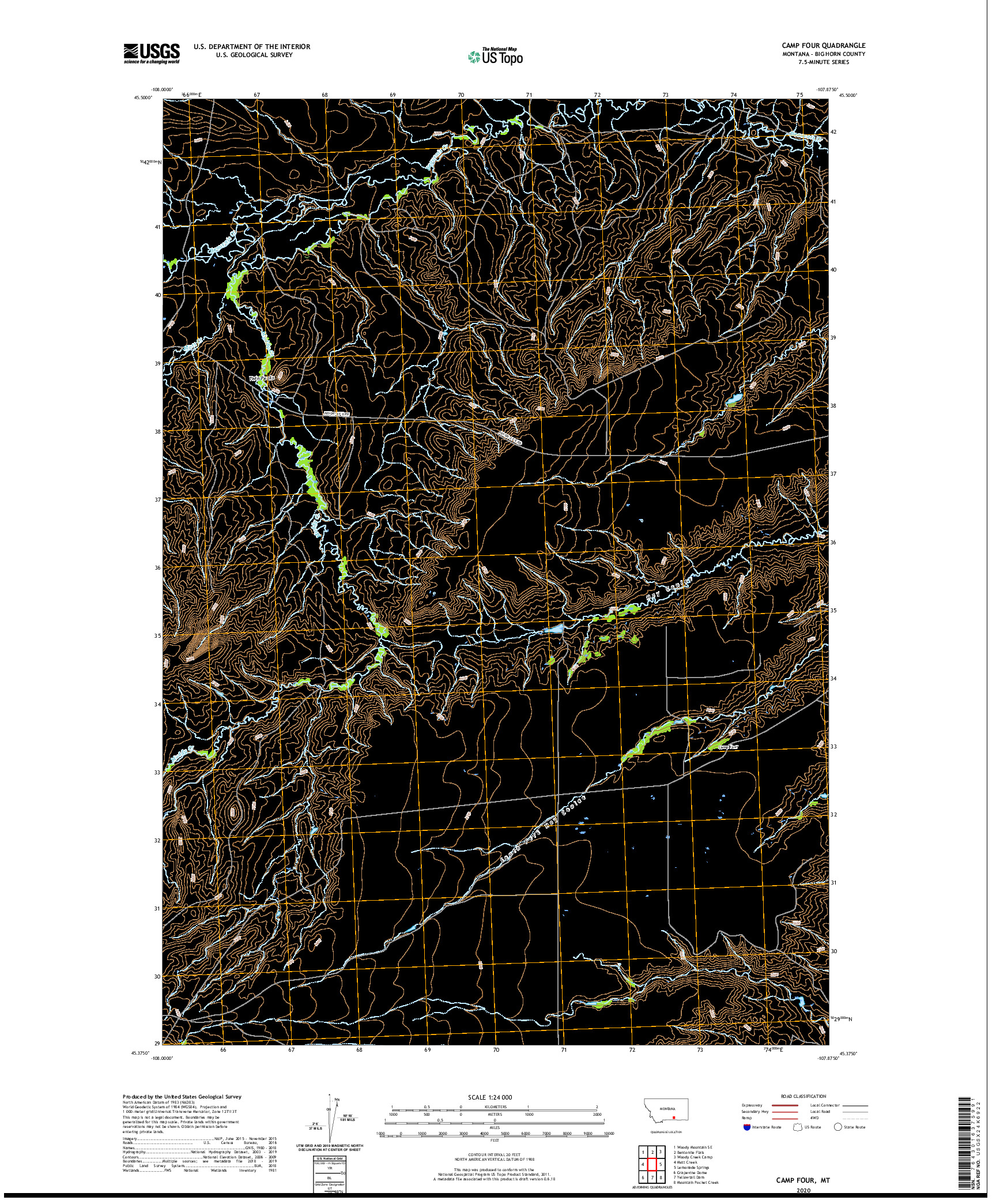 USGS US TOPO 7.5-MINUTE MAP FOR CAMP FOUR, MT 2020