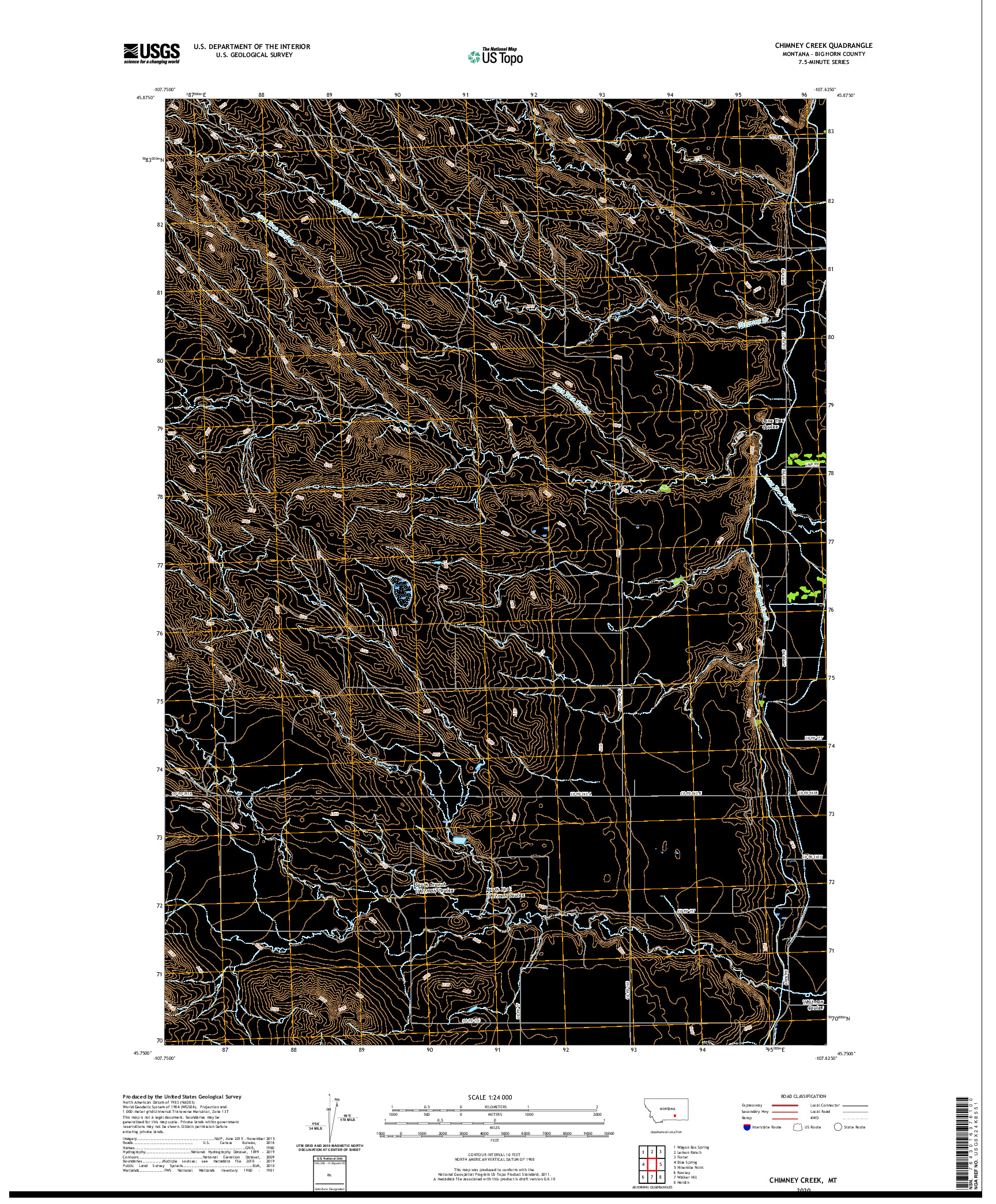 USGS US TOPO 7.5-MINUTE MAP FOR CHIMNEY CREEK, MT 2020