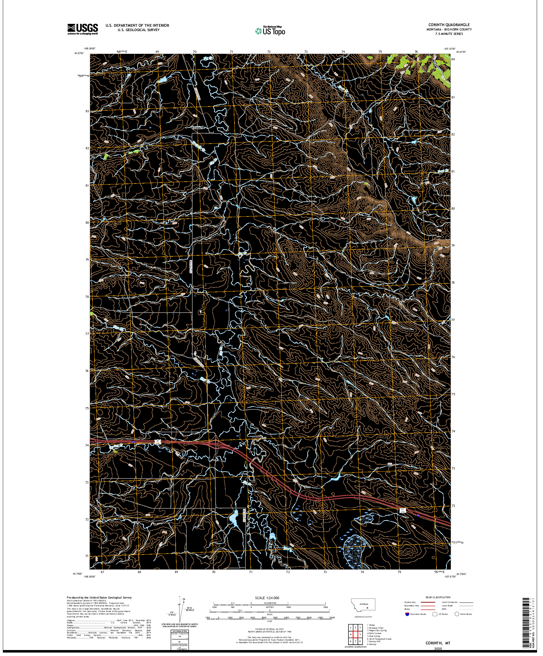 USGS US TOPO 7.5-MINUTE MAP FOR CORINTH, MT 2020