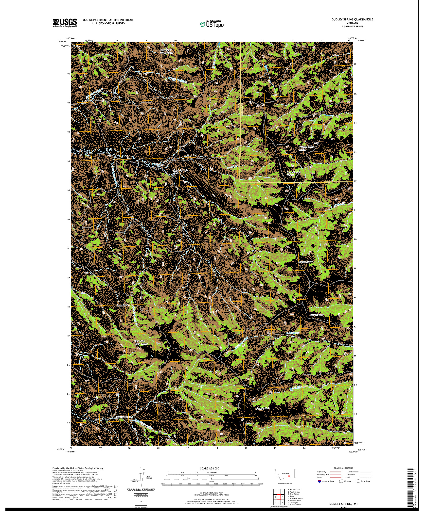 USGS US TOPO 7.5-MINUTE MAP FOR DUDLEY SPRING, MT 2020