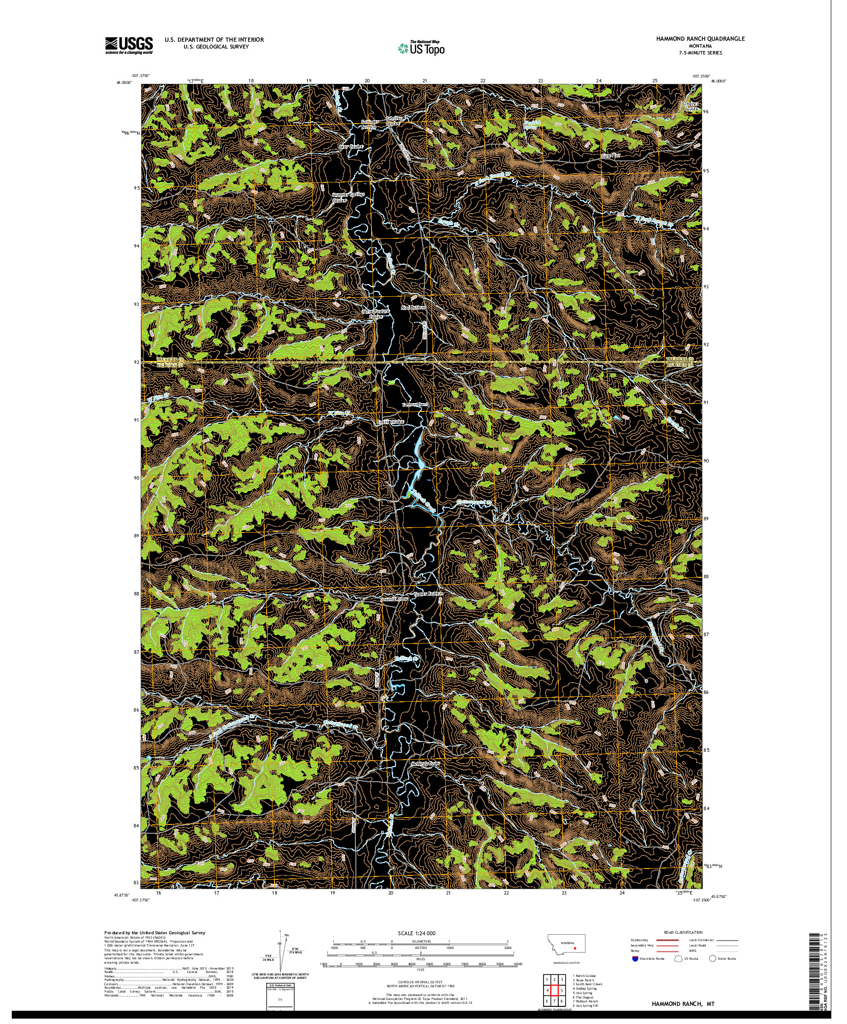 USGS US TOPO 7.5-MINUTE MAP FOR HAMMOND RANCH, MT 2020