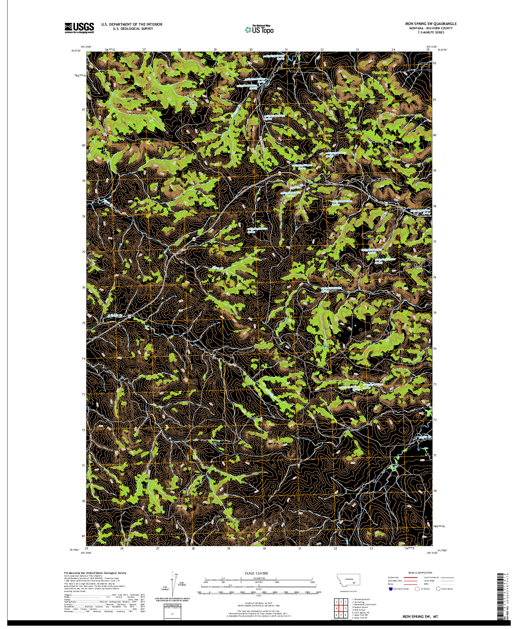 USGS US TOPO 7.5-MINUTE MAP FOR IRON SPRING SW, MT 2020