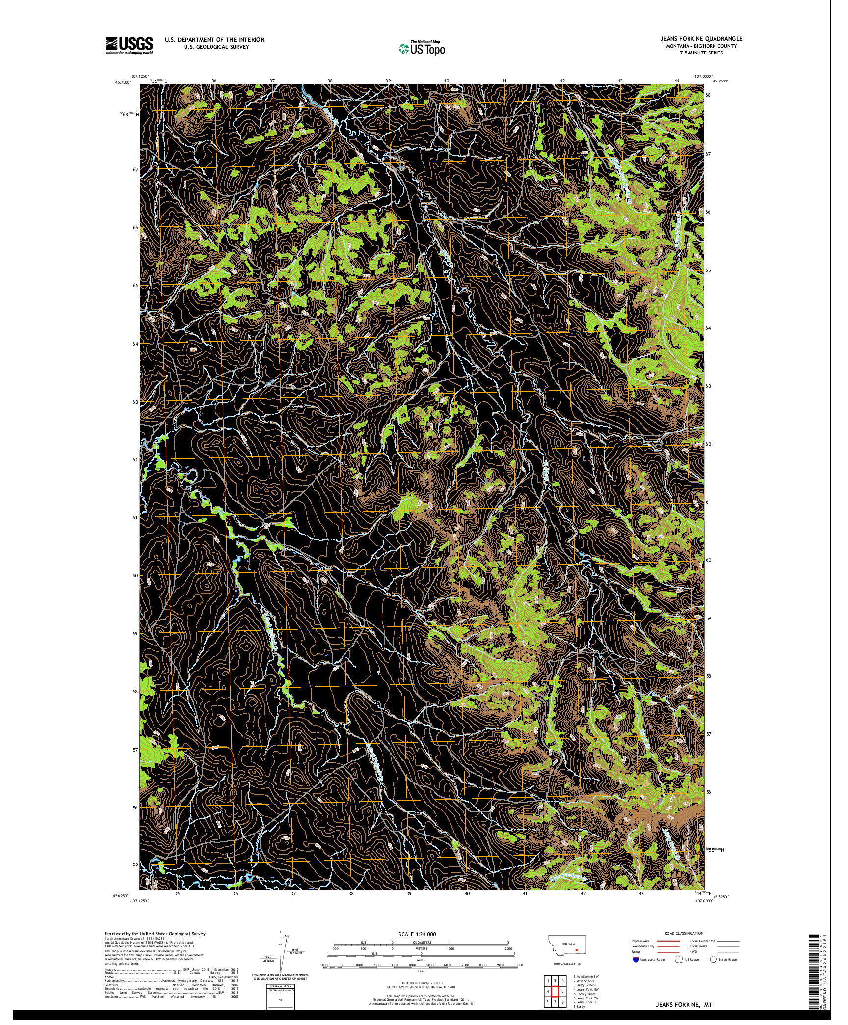 USGS US TOPO 7.5-MINUTE MAP FOR JEANS FORK NE, MT 2020