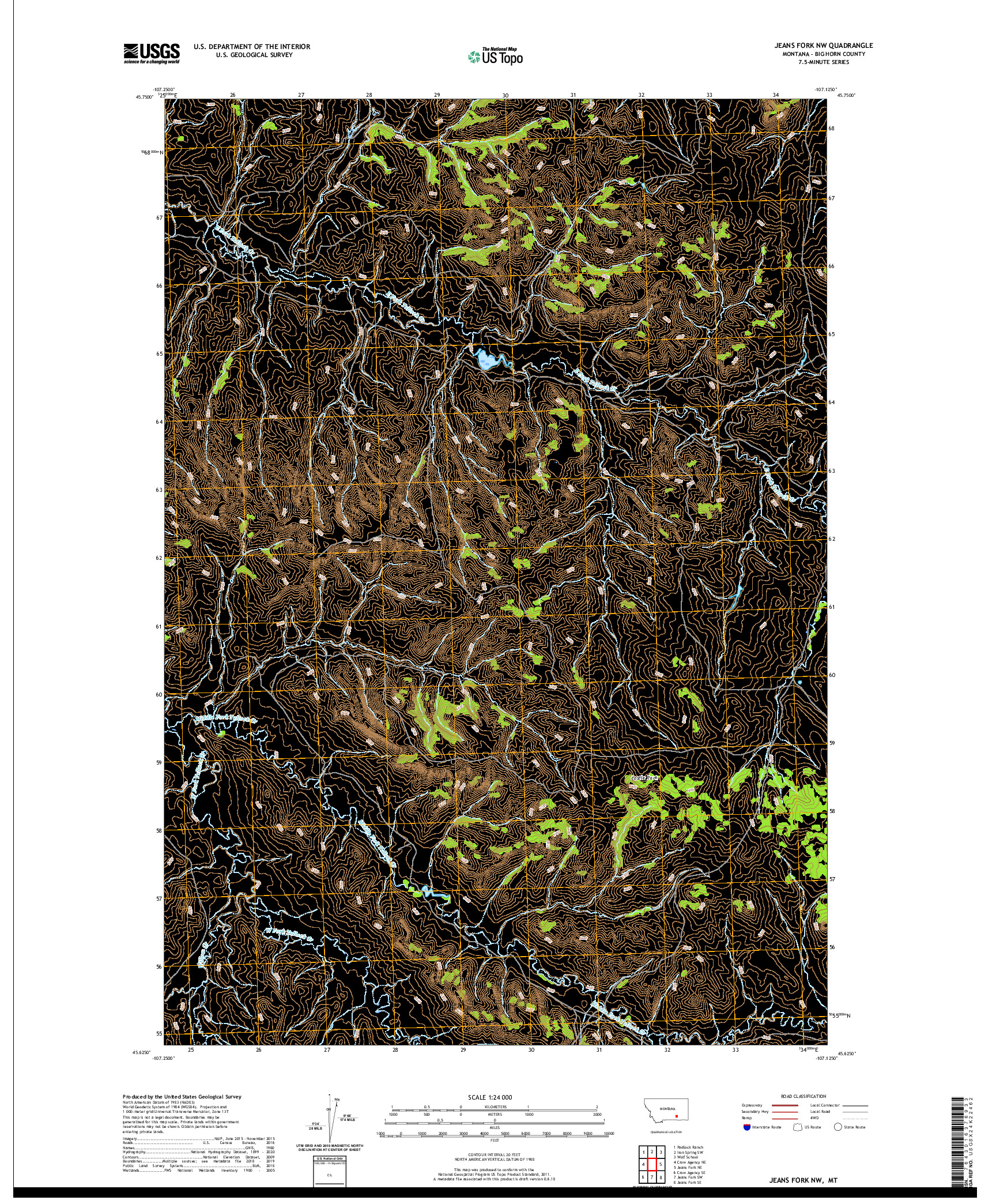 USGS US TOPO 7.5-MINUTE MAP FOR JEANS FORK NW, MT 2020