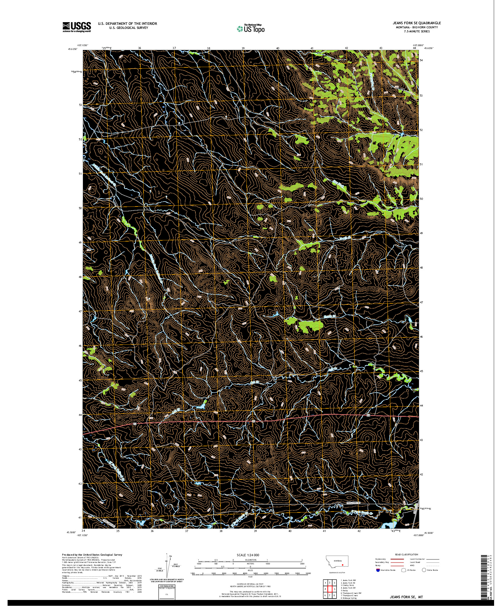 USGS US TOPO 7.5-MINUTE MAP FOR JEANS FORK SE, MT 2020