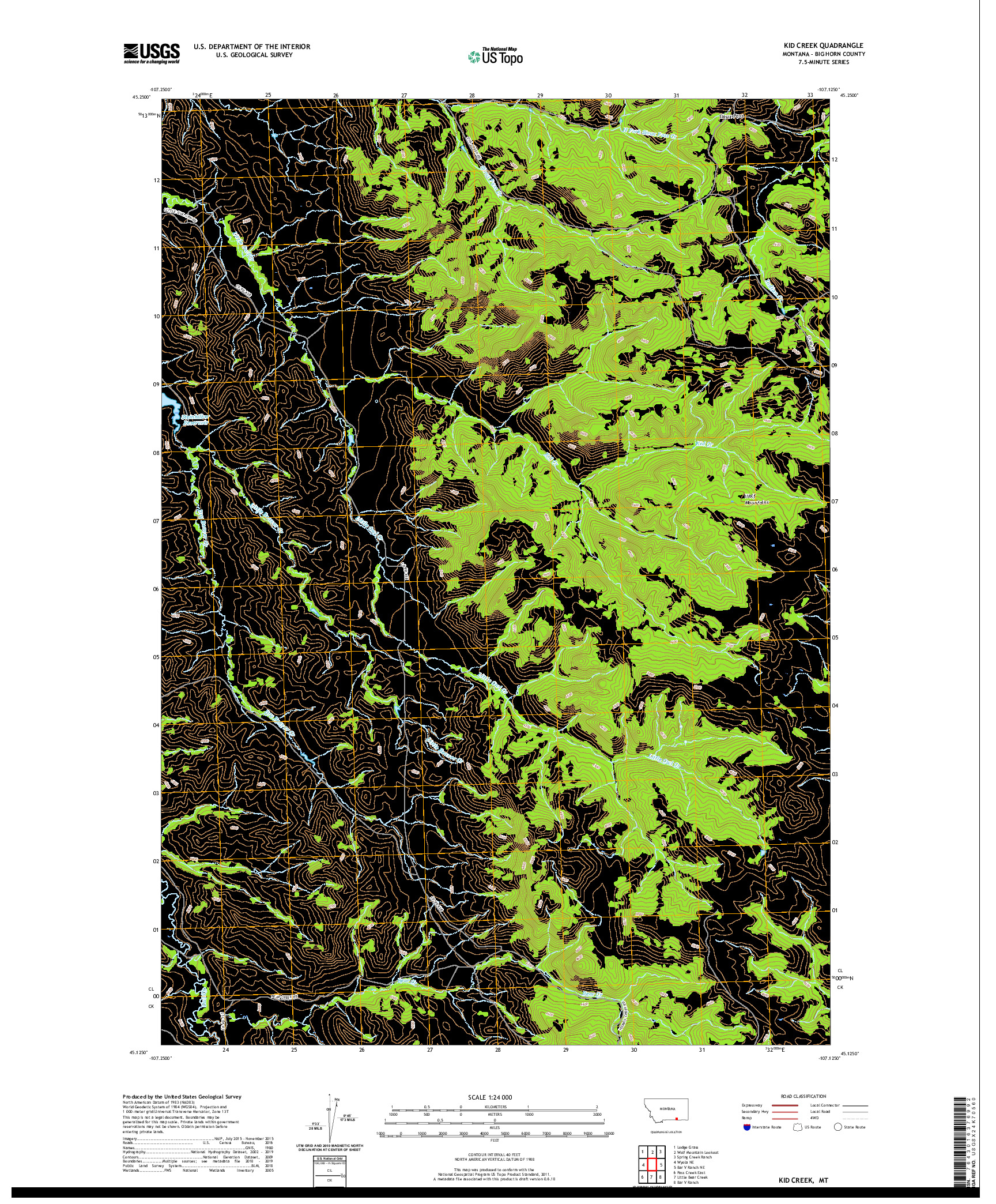 USGS US TOPO 7.5-MINUTE MAP FOR KID CREEK, MT 2020