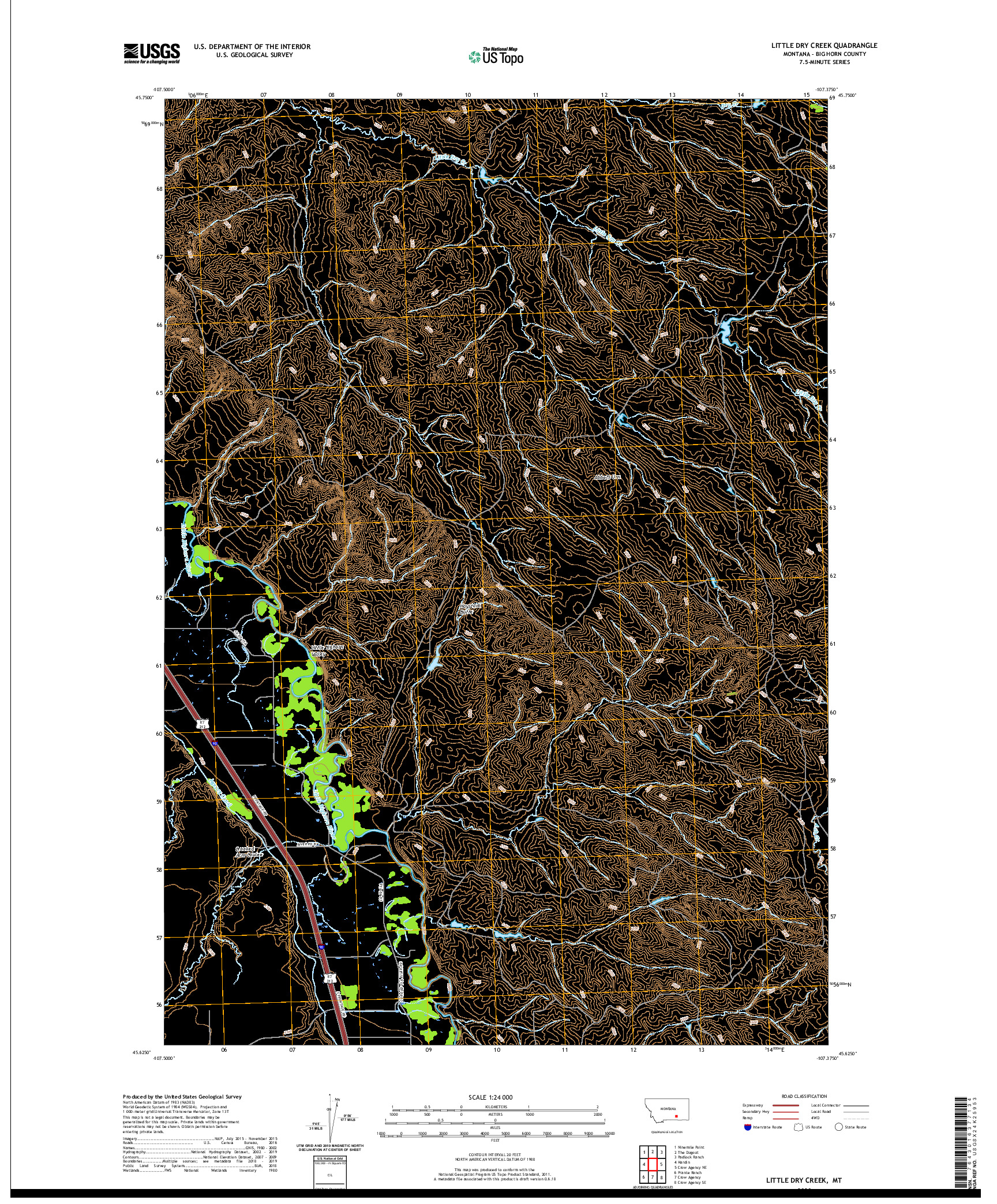 USGS US TOPO 7.5-MINUTE MAP FOR LITTLE DRY CREEK, MT 2020