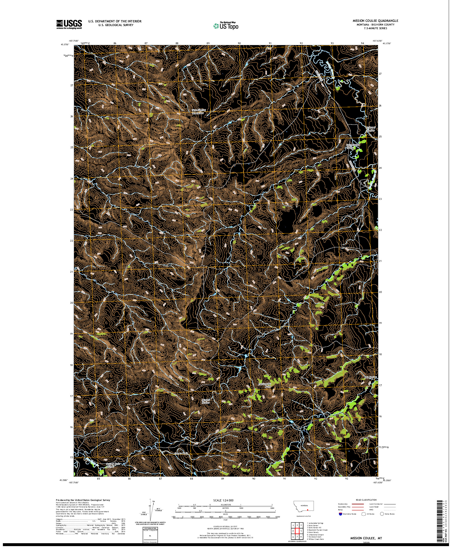 USGS US TOPO 7.5-MINUTE MAP FOR MISSION COULEE, MT 2020