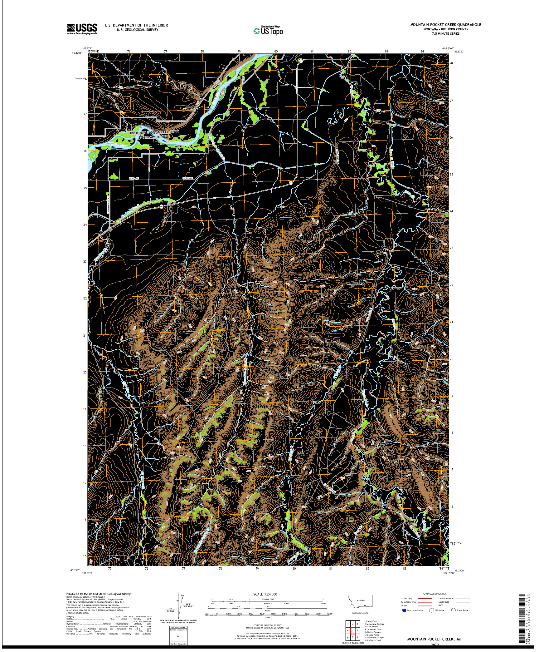 USGS US TOPO 7.5-MINUTE MAP FOR MOUNTAIN POCKET CREEK, MT 2020