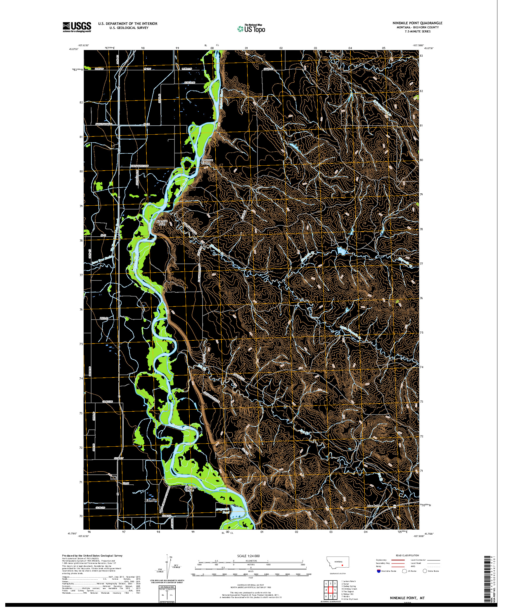 USGS US TOPO 7.5-MINUTE MAP FOR NINEMILE POINT, MT 2020