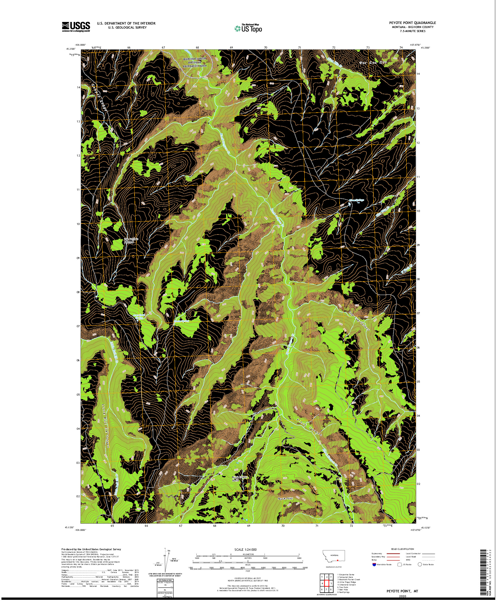 USGS US TOPO 7.5-MINUTE MAP FOR PEYOTE POINT, MT 2020